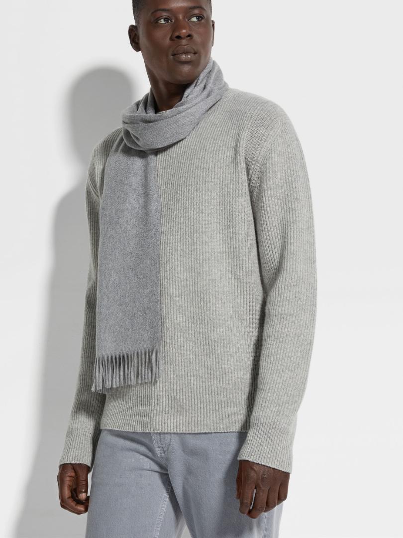 Zegna Scarf, Cashmere, Unused, Gray