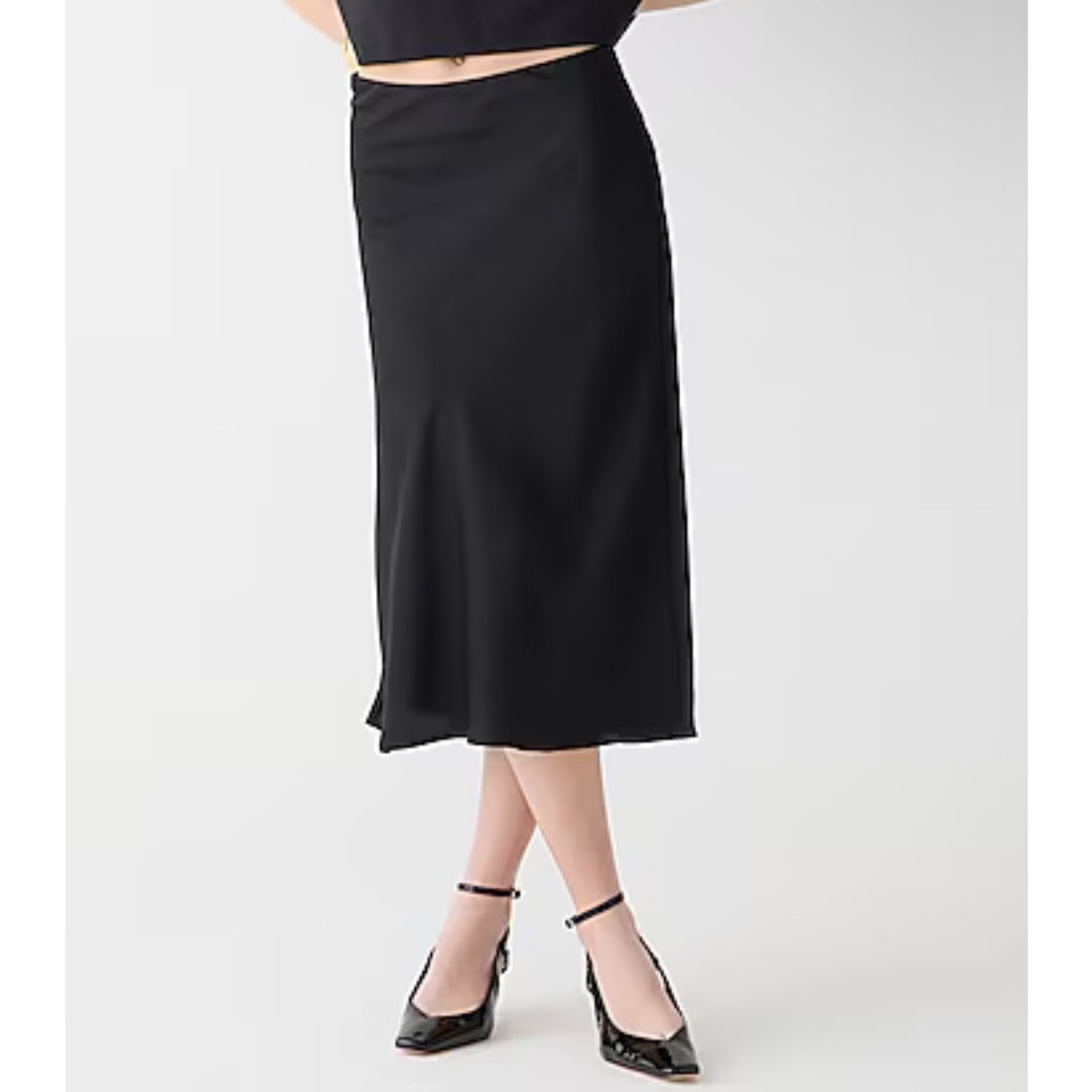 J.crew Tall Gwyneth slip black midi skirt size Medium