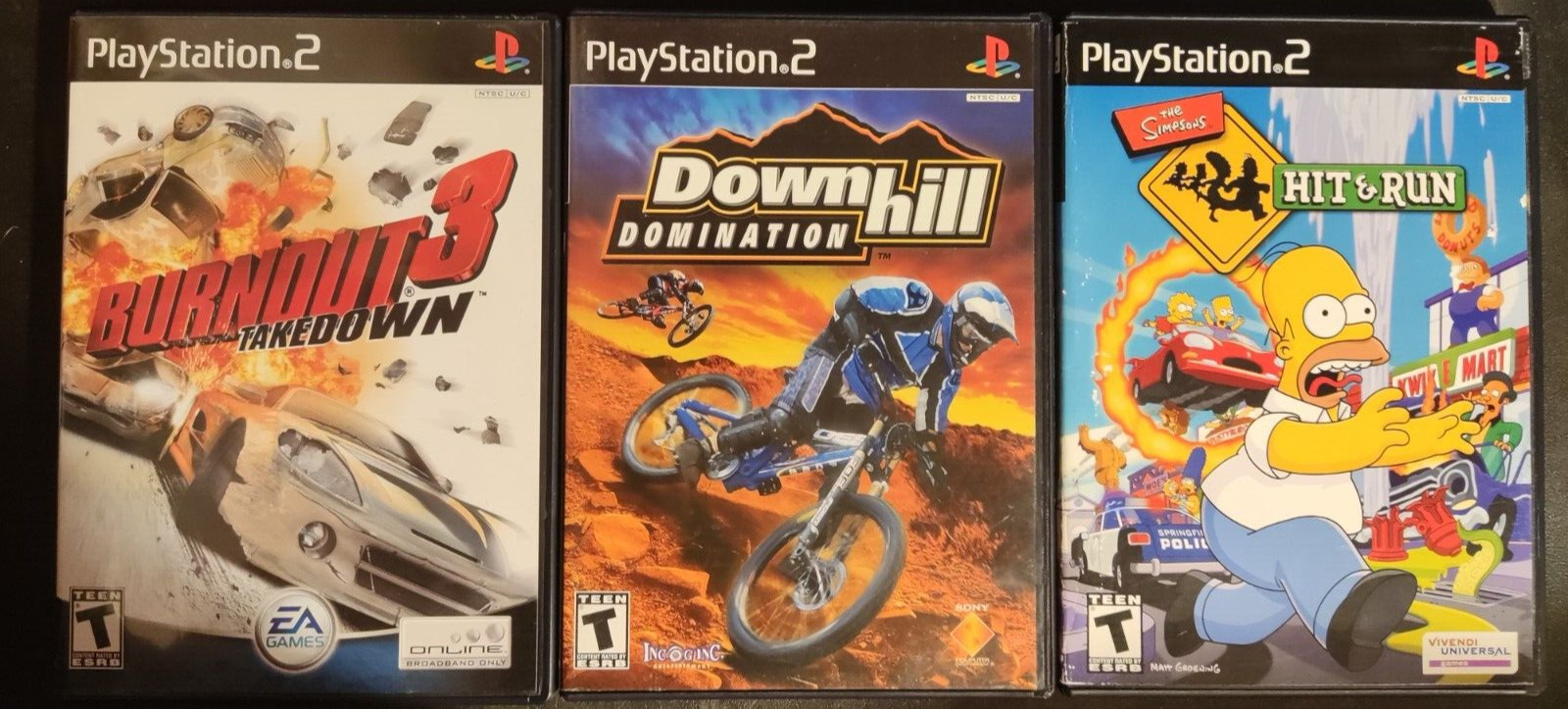 The Simpsons Hit & Run, Burnout 3 Takedown, Downhill Domination PS2 Game Bundle