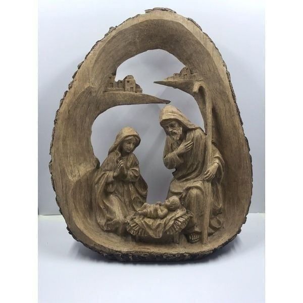 Ganz Log Nativity Figurine Christmas Decoration, Brown, 11