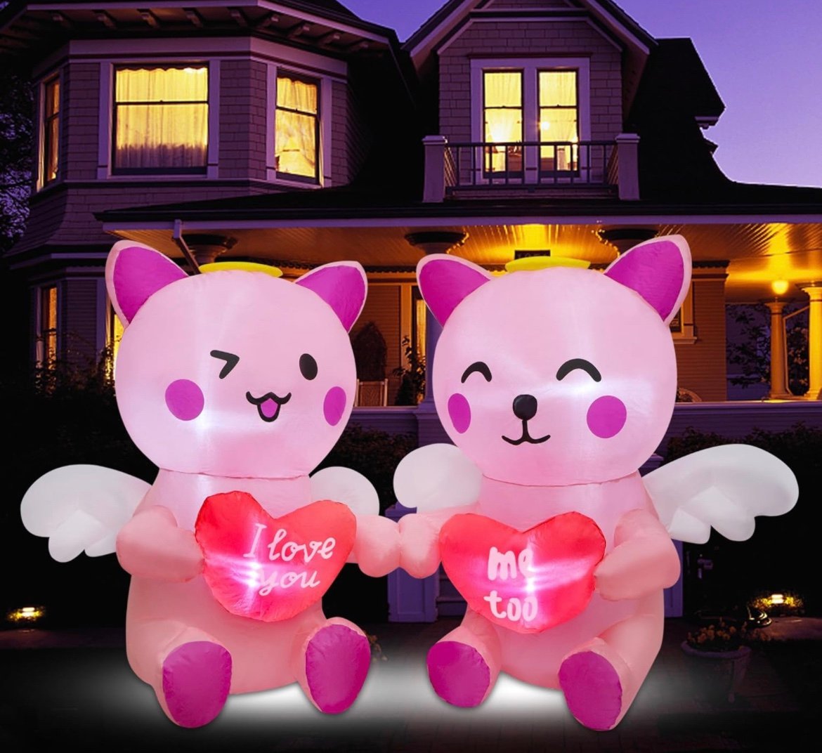 4 Ft Valentine Blow up Yard Decor Couple Cat