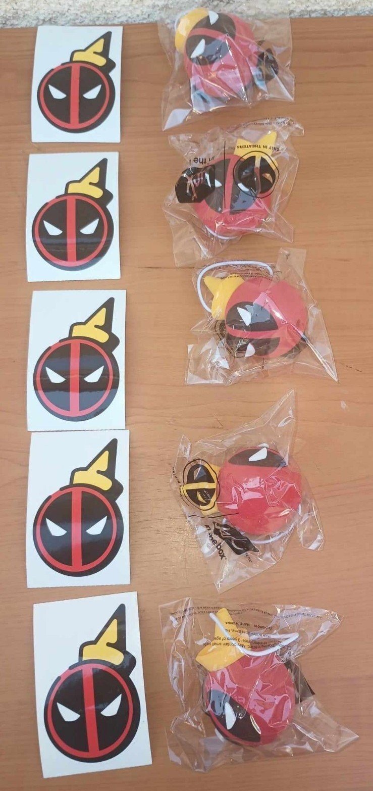 Jack in the Box Deadpool Antenna Ball and Stickers (5 Pack). Limited Edition