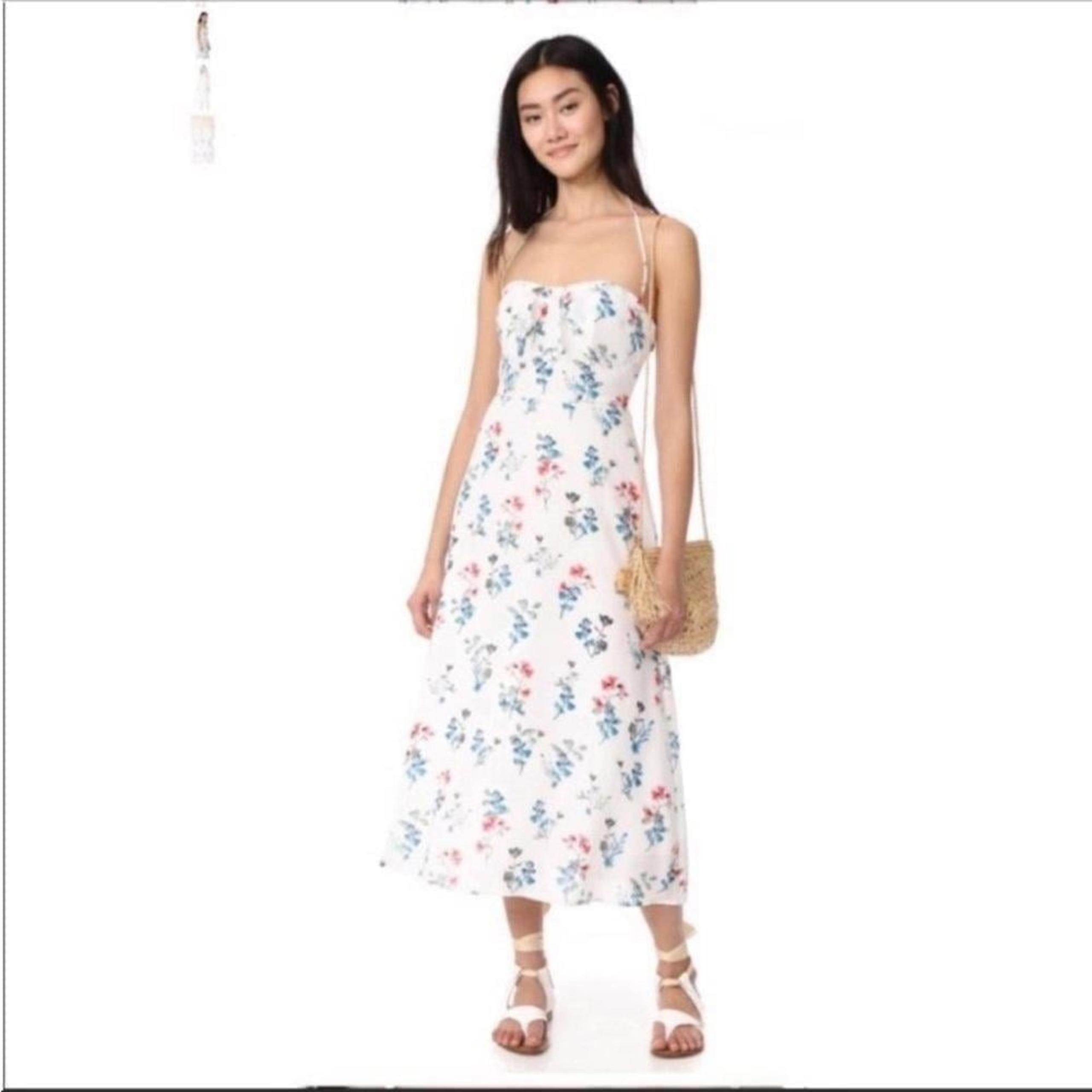 BB Dakota Womens Dawn Floral Halter Midi Dress White Size 4