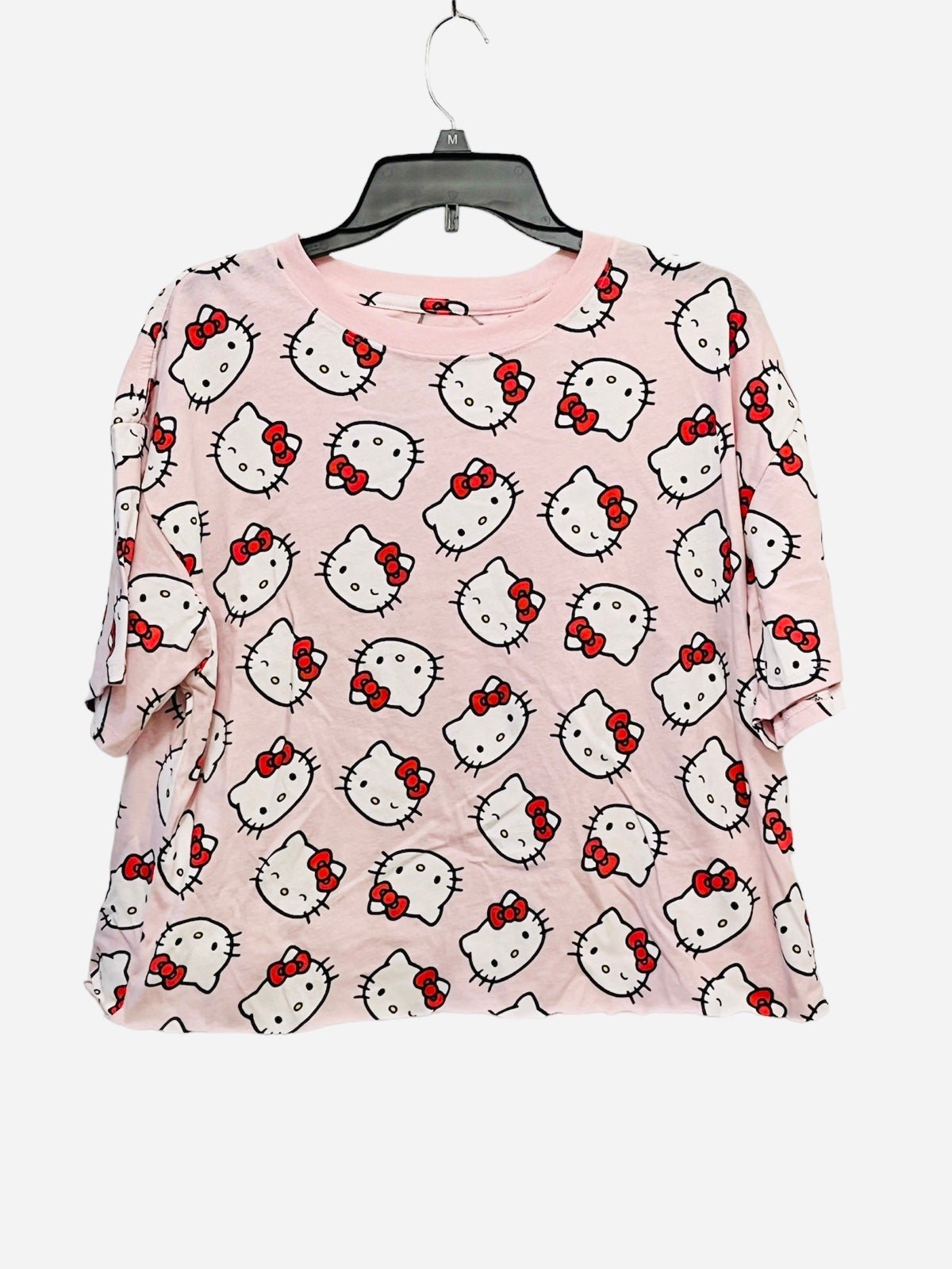 Sanrio Hello Kitty All Over Print Waist Cut Out T-Shirt (Pink) [XL]