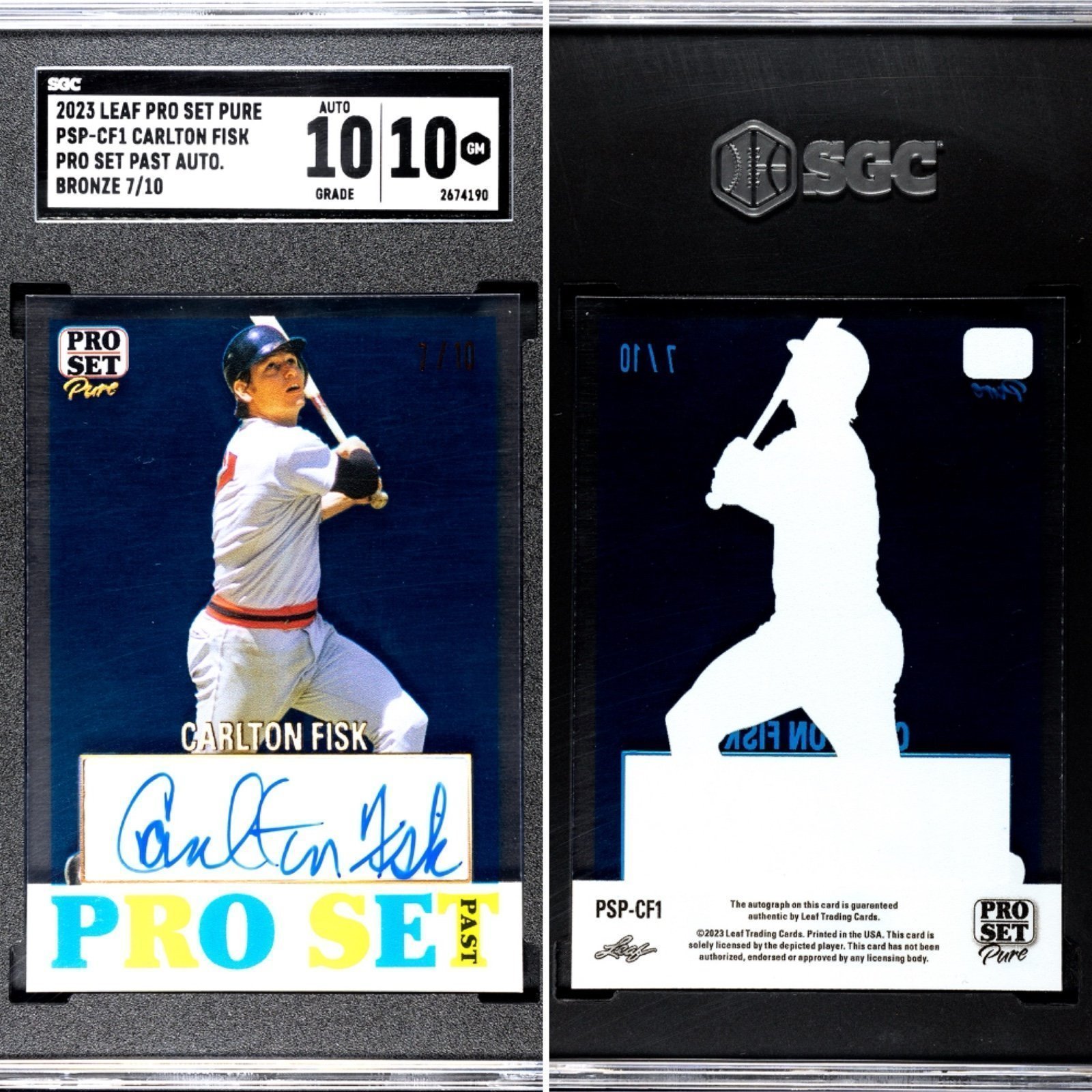 SGC 10|10 2023 Leaf Pro Set Pure PSP-CF1 Carlton Fisk Past Autograph Bronze /10