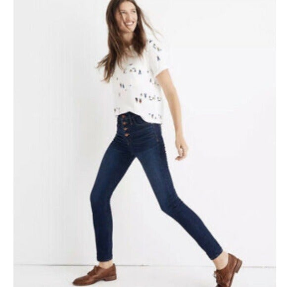 NWT Madewell 9 Button Fly Mid Rise Skinny Jean 35