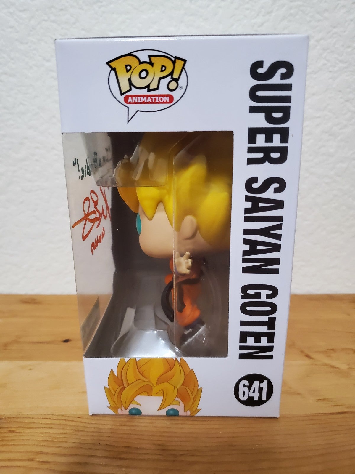 Goten Funko Pop signed by Kara Edwards