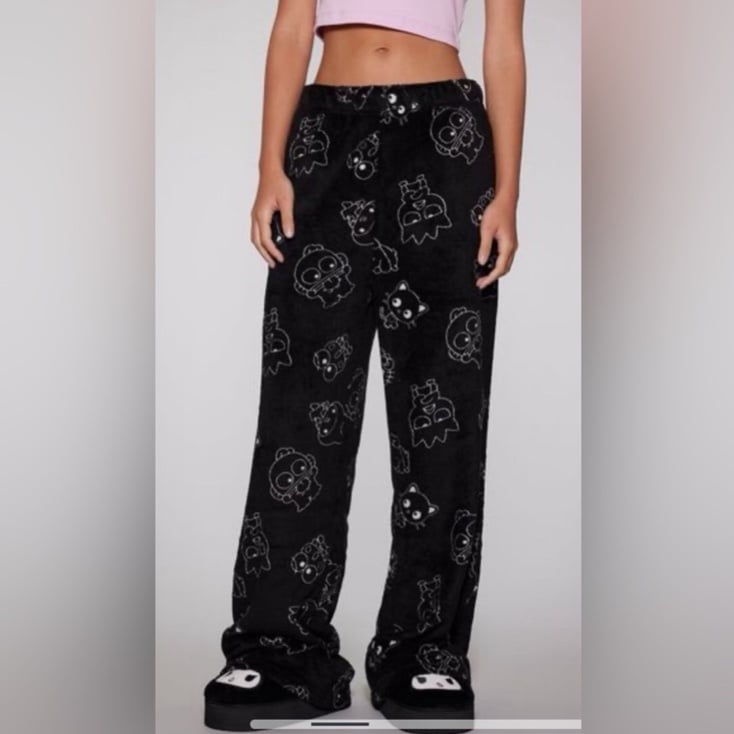 FOREVER 21 X HELLO KITTY SANRIO BLACK FLEECE PAJAMA PANTS NWT SIZE SMALL
