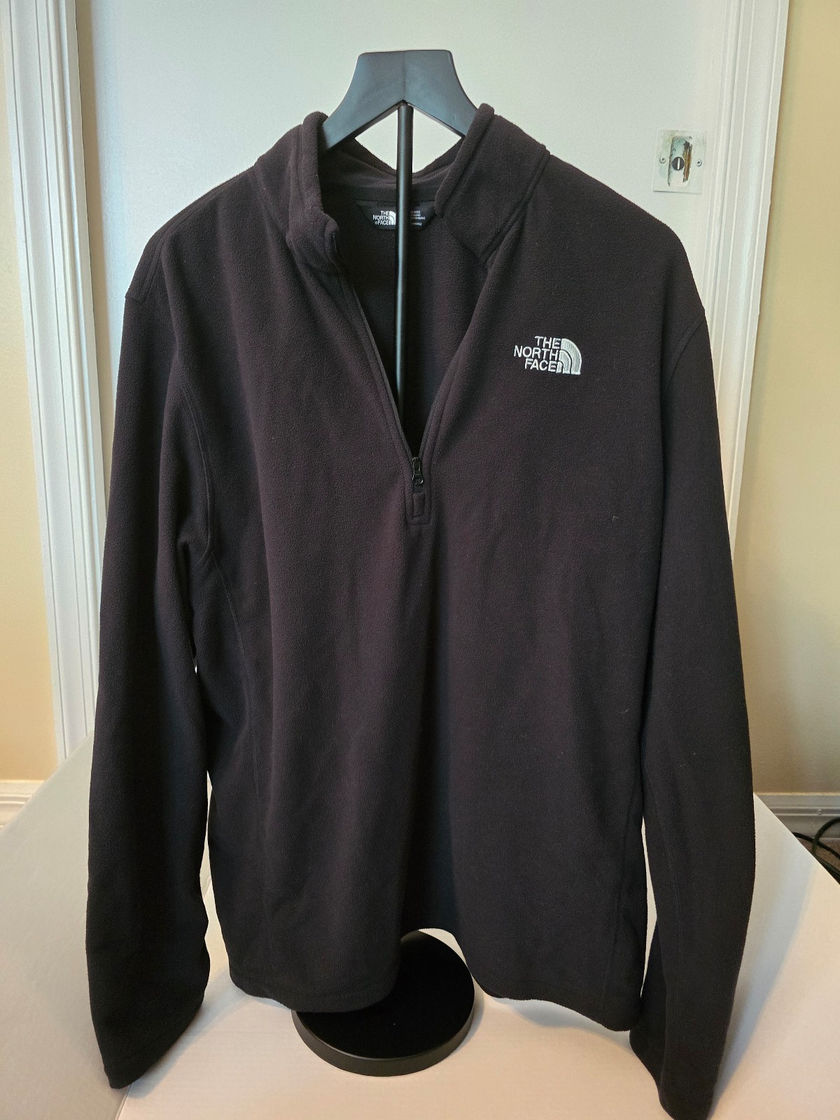 The North Face Men's Large Fleece Zip Jacket Coat Black Lightweight Thin