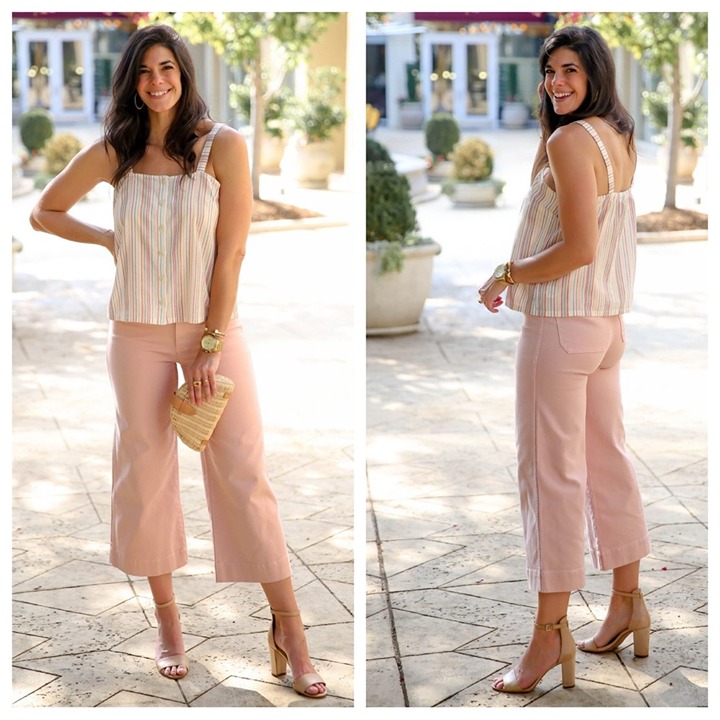 Madewell Wide Leg Crop Jeans Garment Dyed Light Pink 26