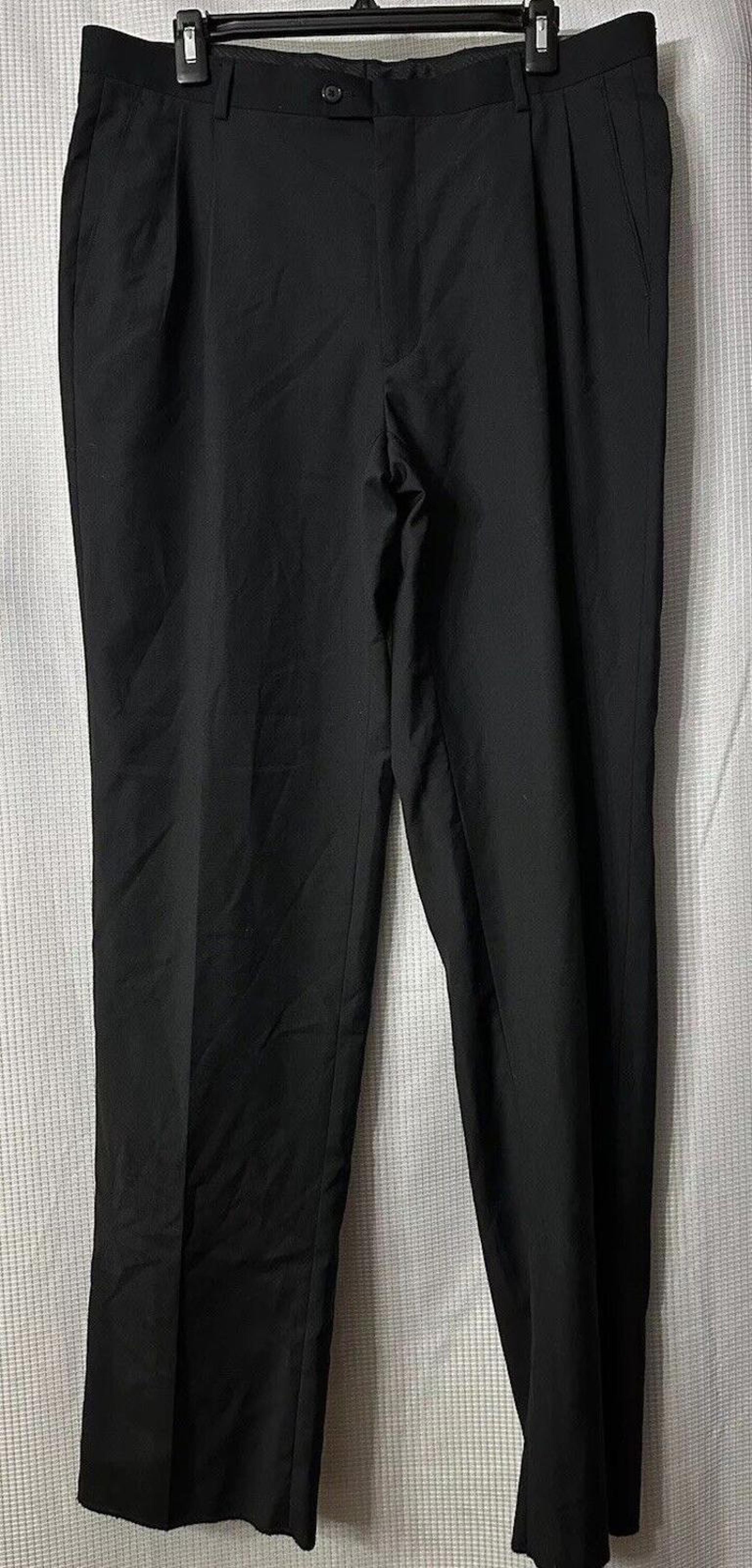 NWT Giorgio Cosani Mens Pleated Front Black Dress Pants Slacks Trousers Size 36