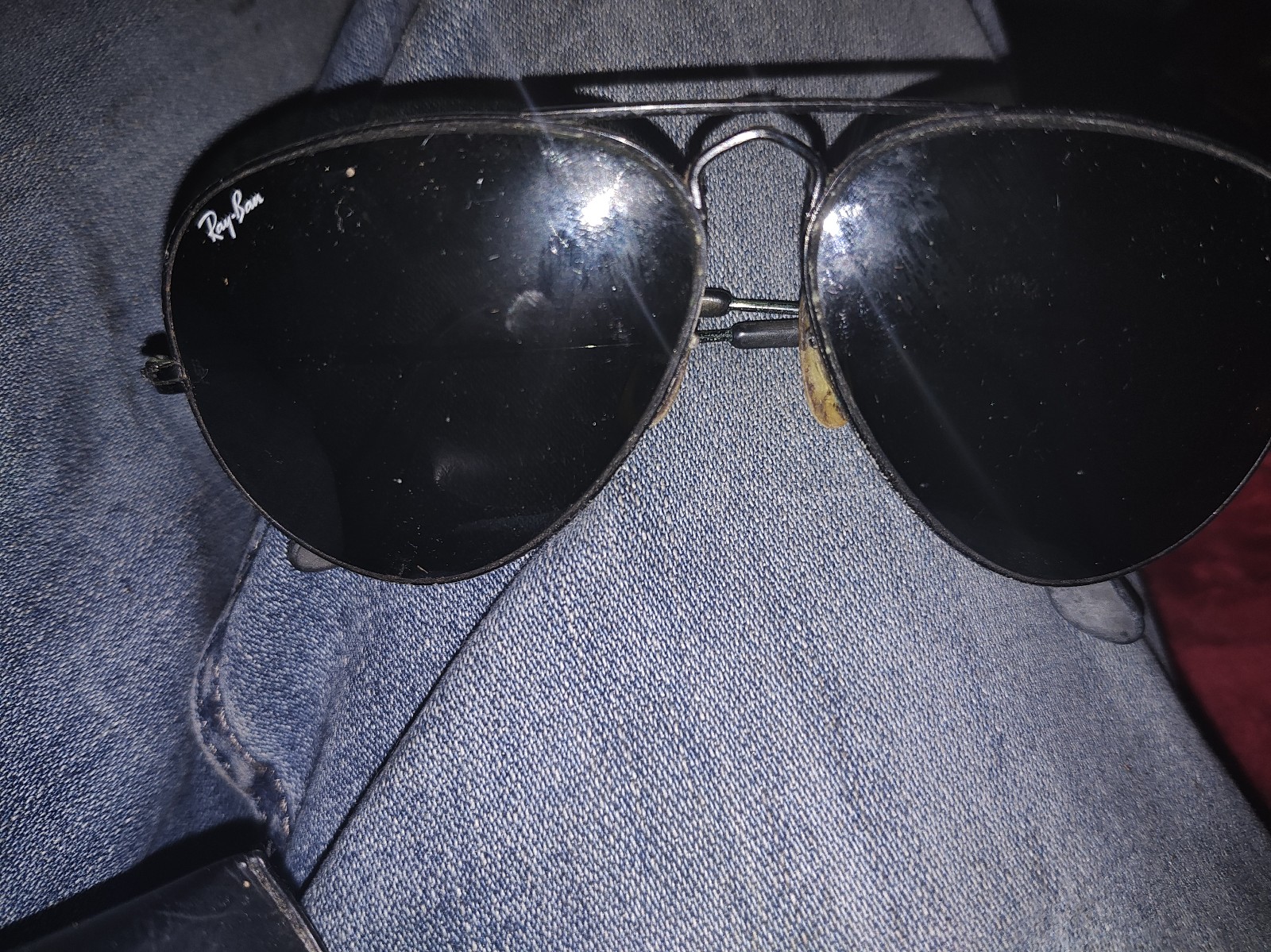 Vintage 1980s Ray-Ban lunettes de Soleil aviator lens Black sunglasses