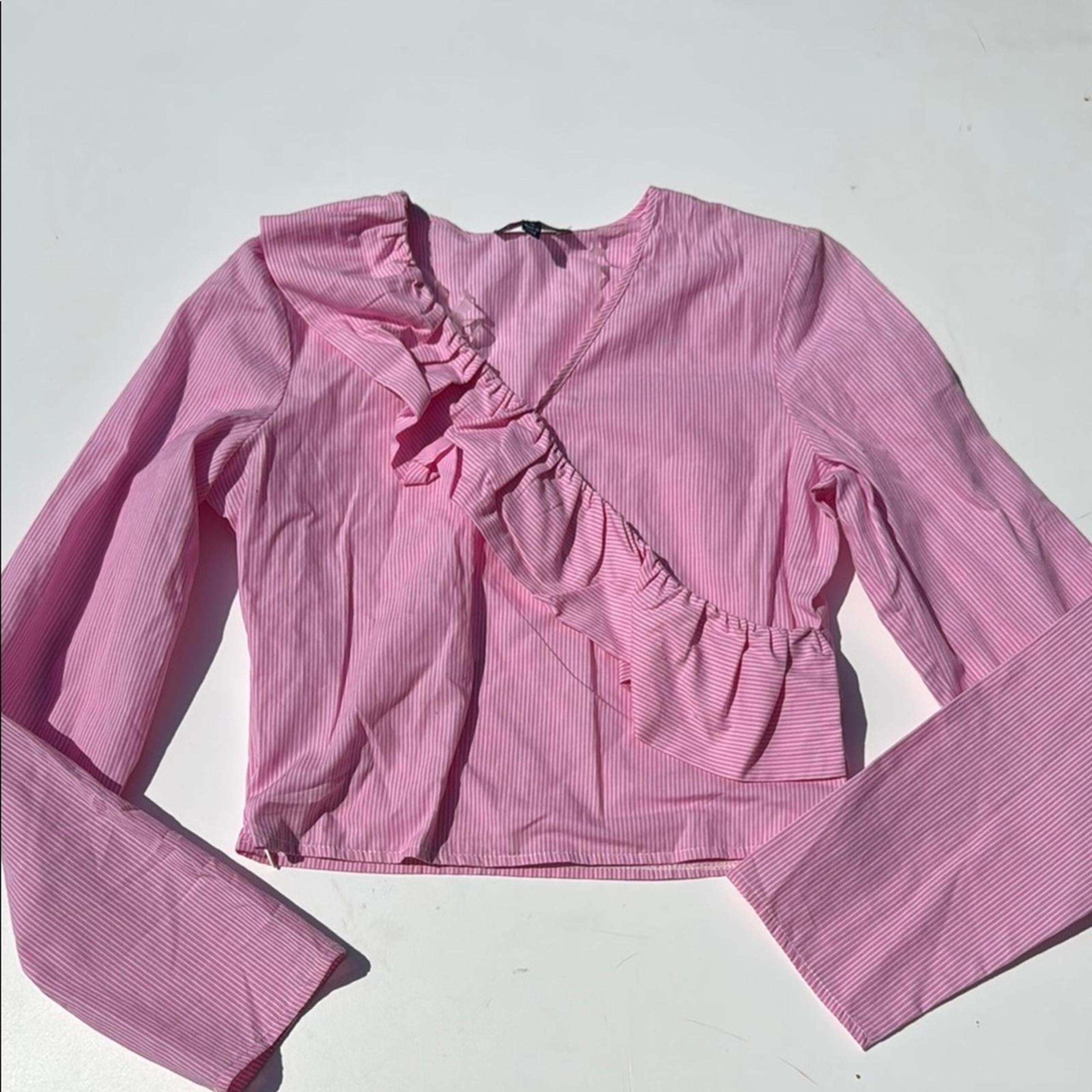 Freshman Pink Ruffled Long Sleeve Top NWOT