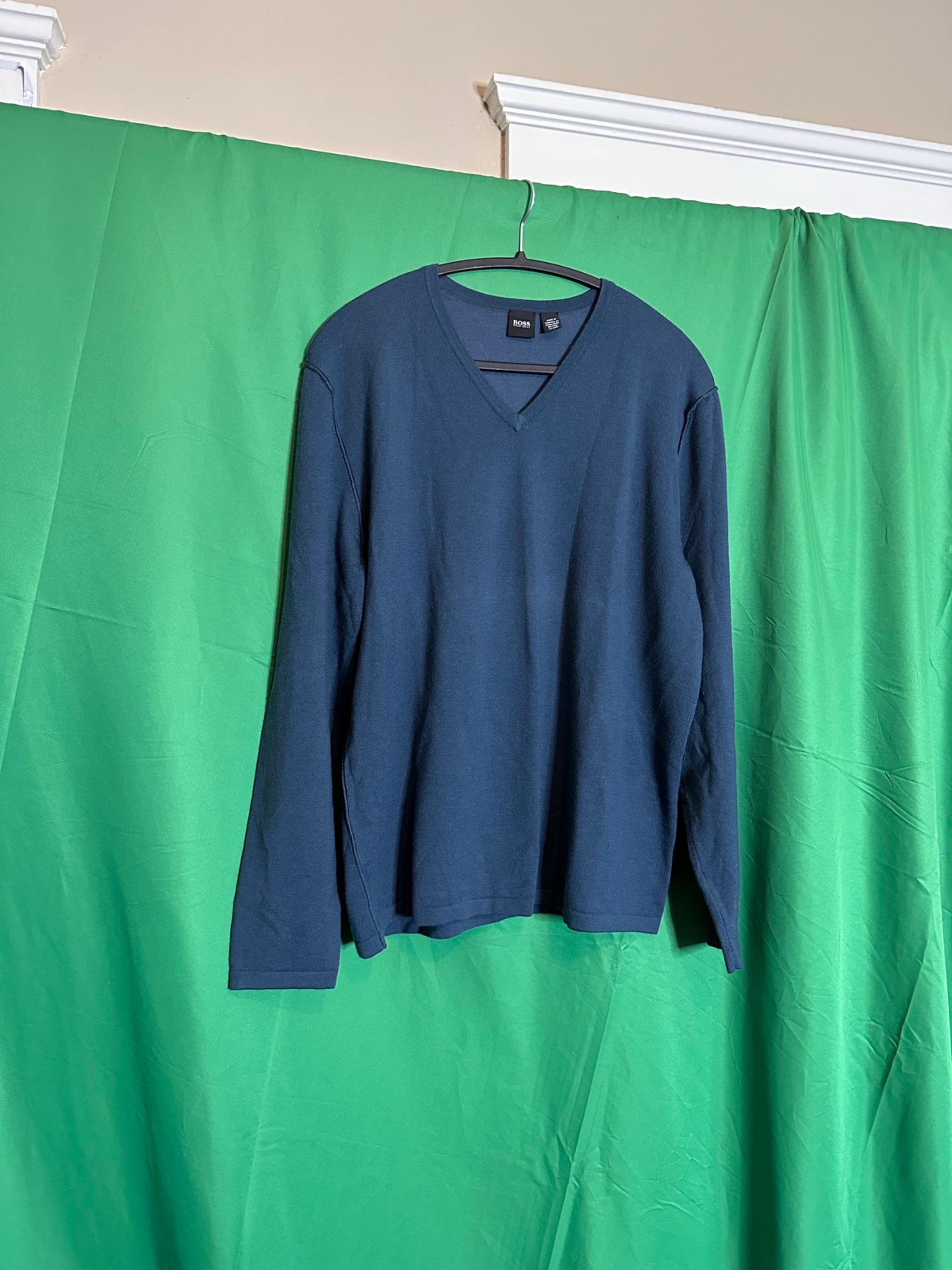 HUGO BOSS v-neck merino wool reverse seam sweater