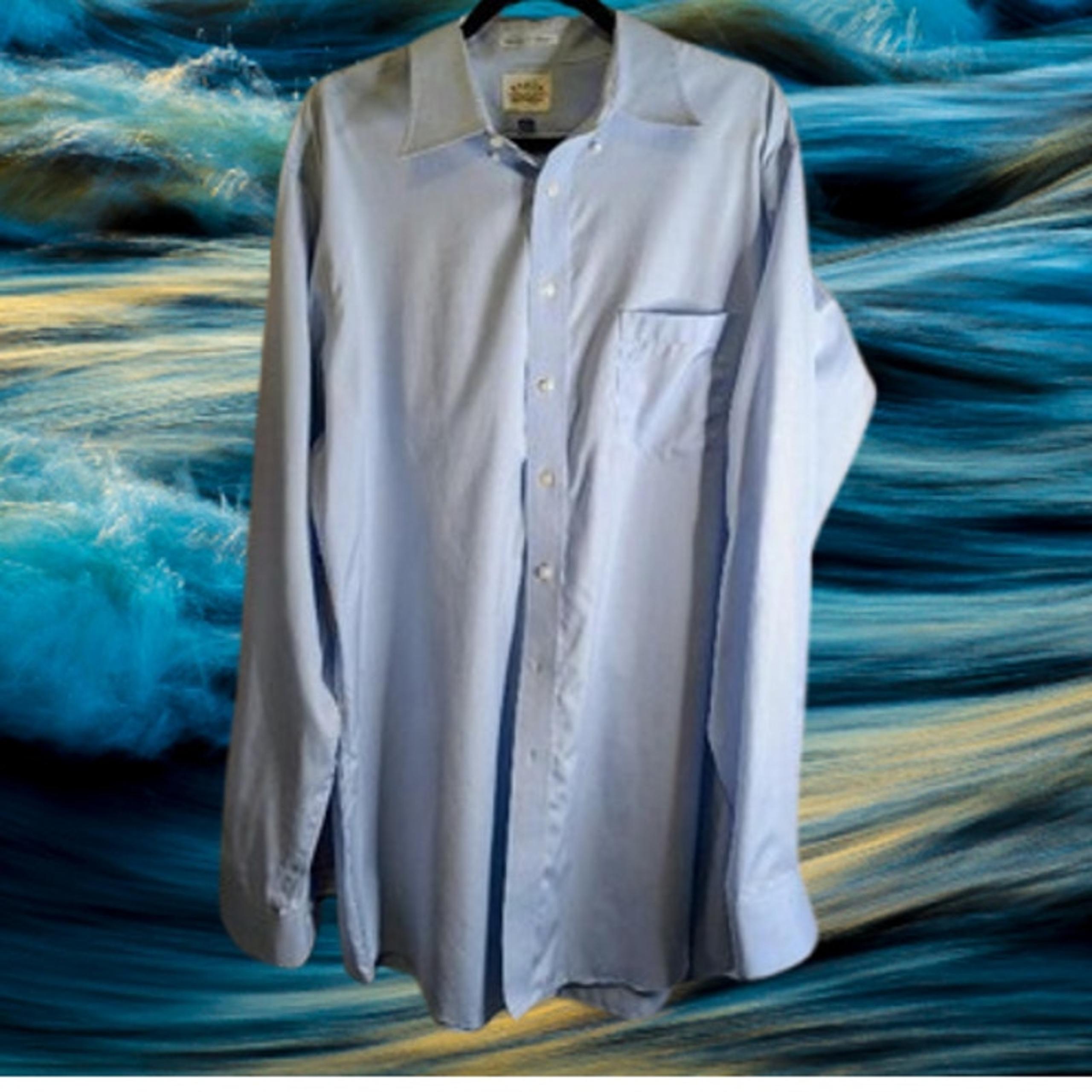 Eagle Shirtmakers 17.5 37-38 tall blue button down men's dress shirt w/pocket.