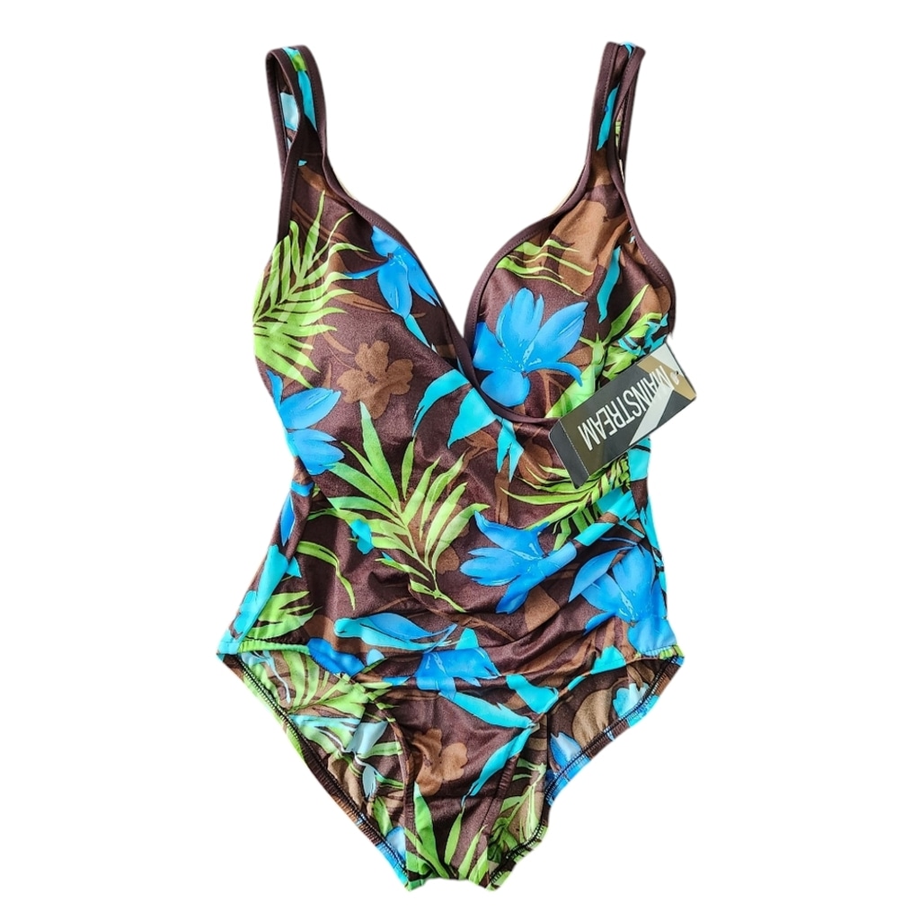 MAINSTREAM Vintage Tropical One Piece Swimsuit 12 Resortwear Beach Vacation NWT