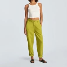 Everlane Parchment The Tencel Lime Green Relaxed Chino Pants