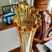 Vtg Amber Fenton Thumbprint Swung Vase