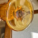 Vtg Amber Fenton Thumbprint Swung Vase
