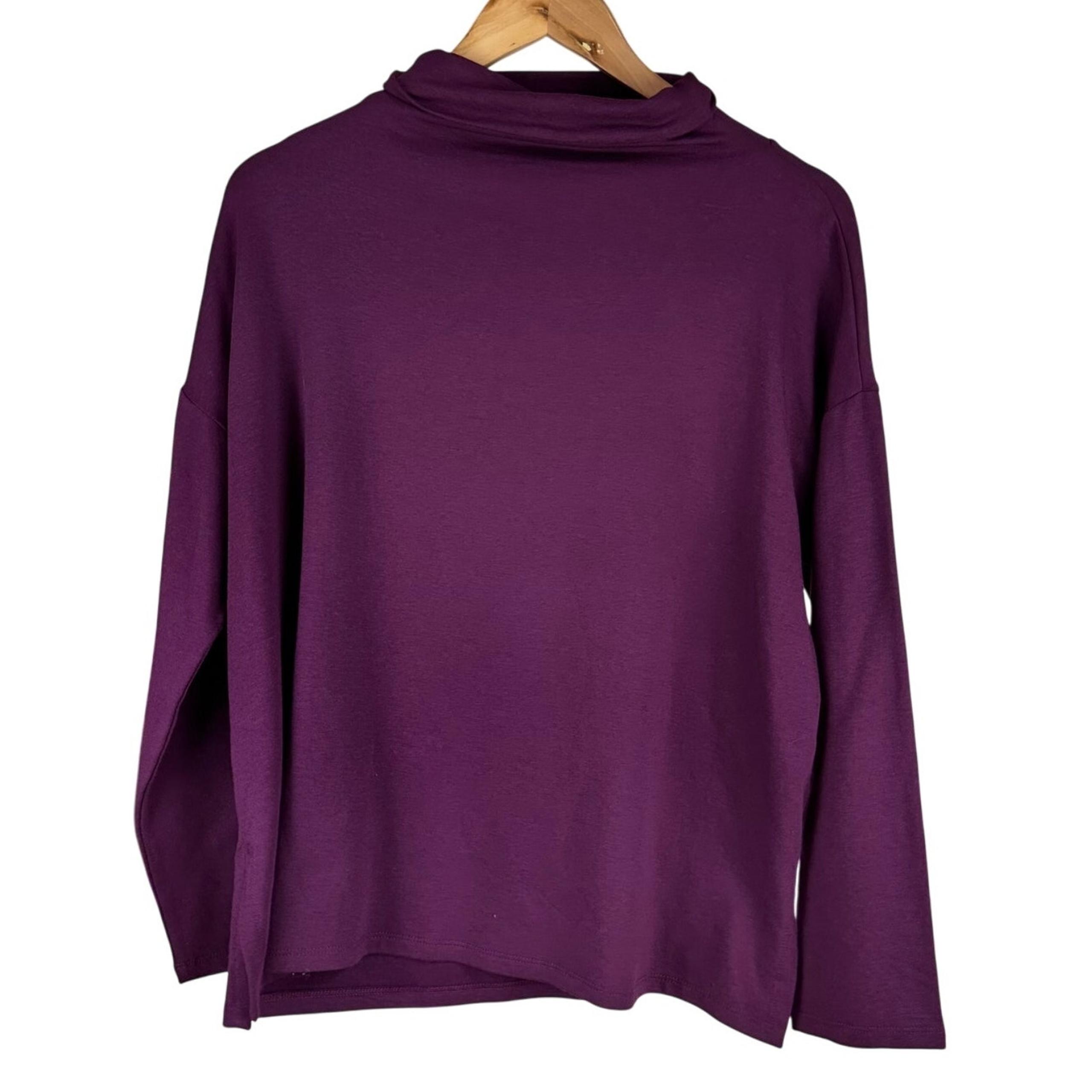 Eileen Fisher Drapey Funnel Neck Top Purple Women's Size Medium New Without Tags