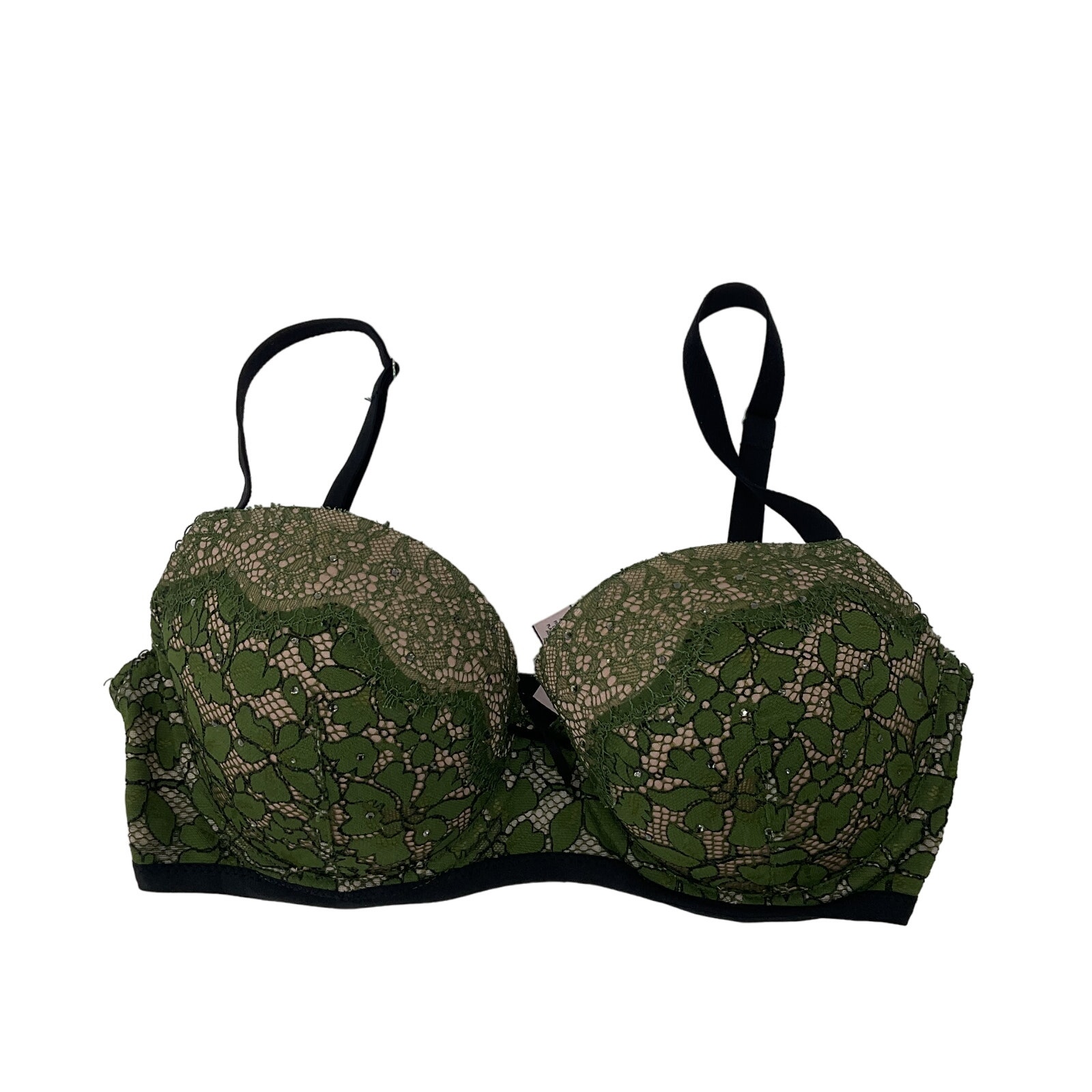Victorias Secret Women Dream Angels Demi Green Shamrock Push Up Bra 32DD