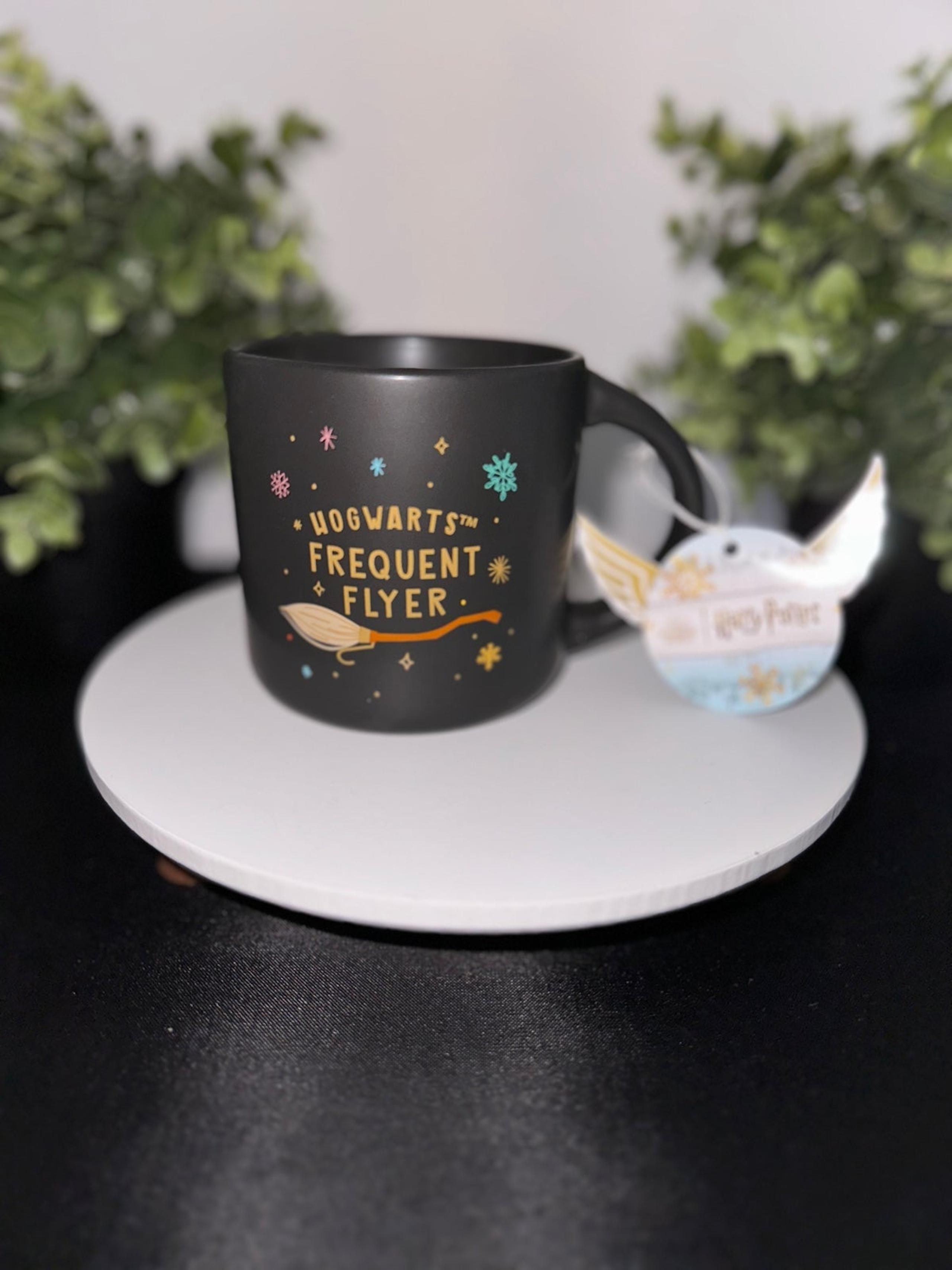 “Hogwarts Frequent Flyer” mug