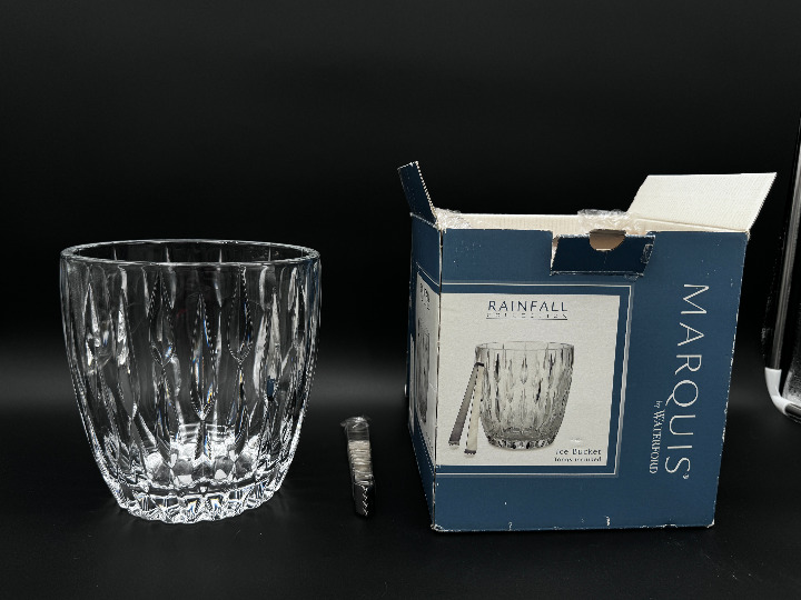 Waterford Marquis Rainfall Crystal Bowl Ice Bucket & Tongs