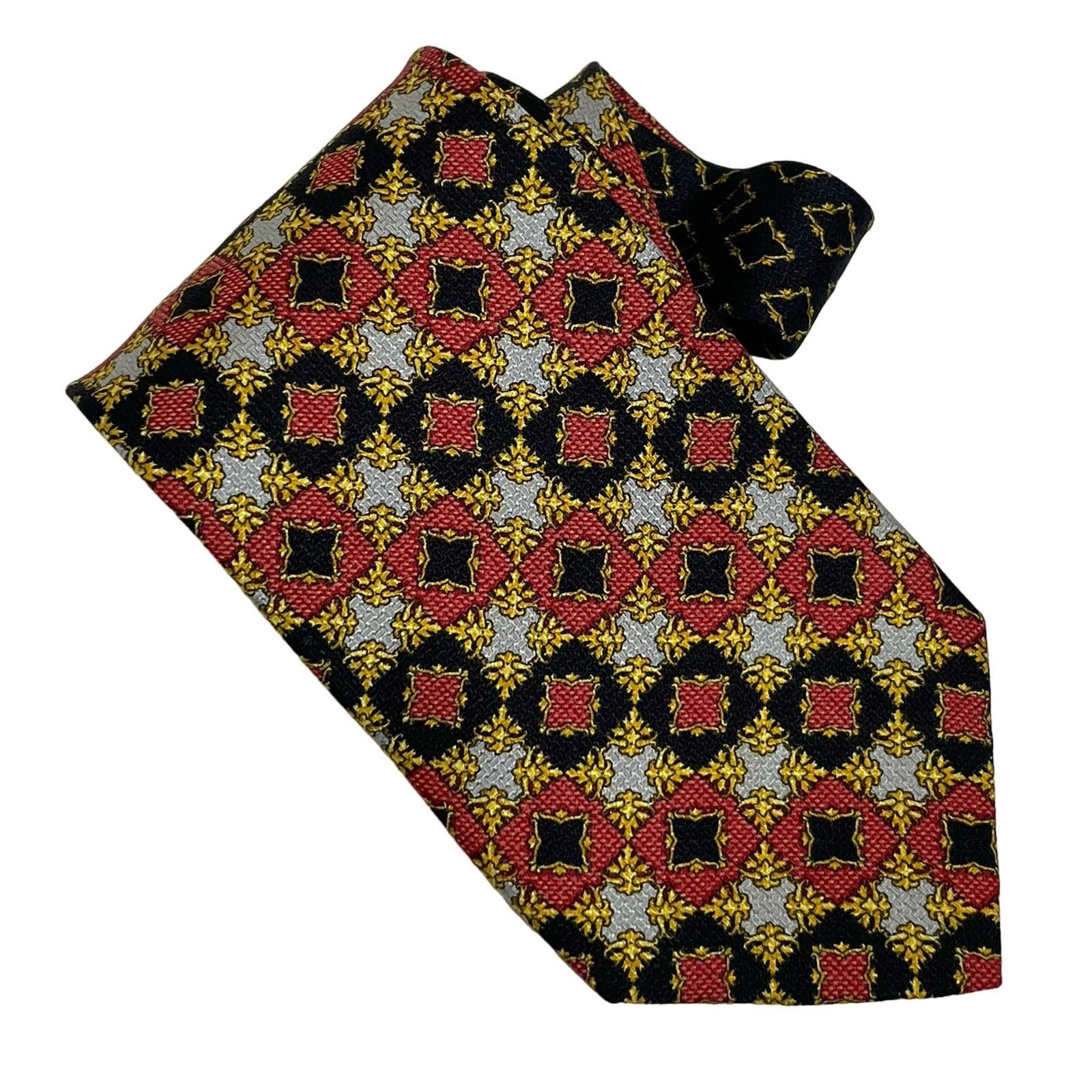 Gianni Versace Men's Vintage Silk Necktie Geometric Squares Designer