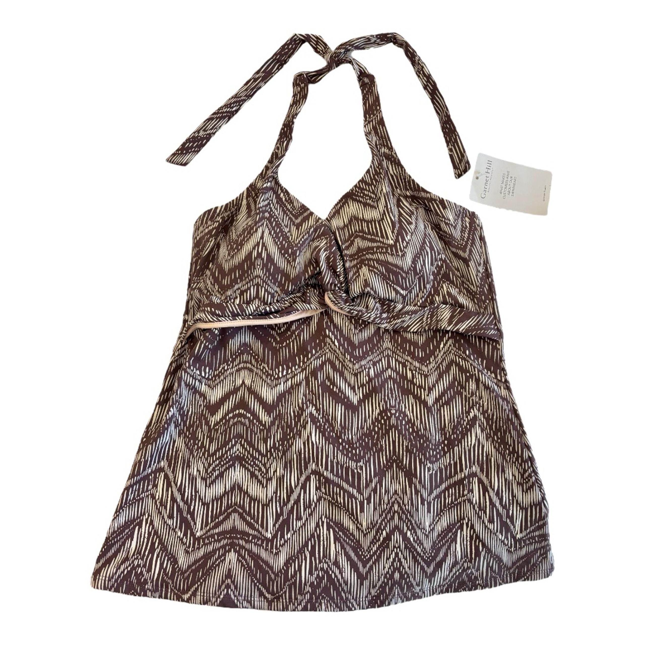 Garnet Hill Women’s Tankini Halter Top Swim Brown Beige Tan Size 10 NWT