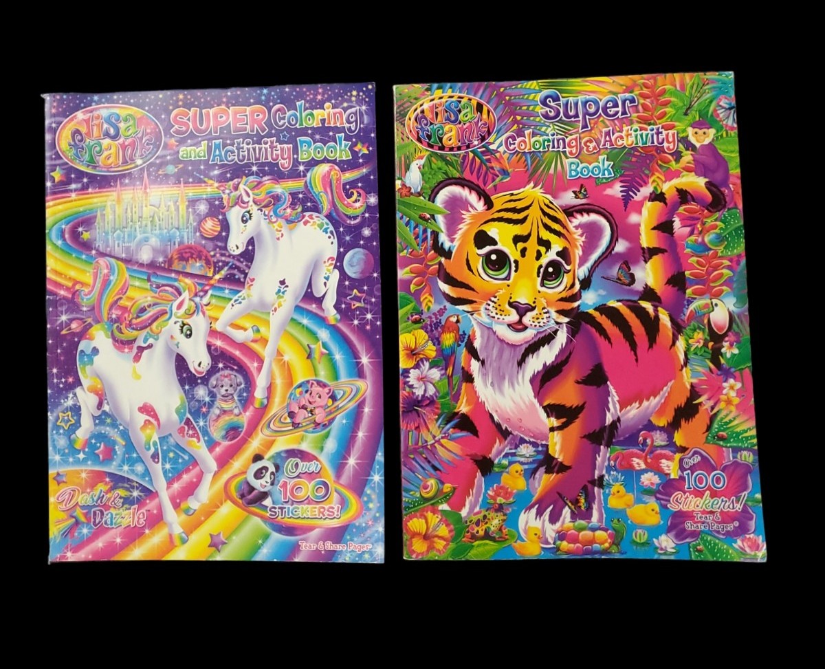 Lisa Frank Coloring Books 2014 and 2019 with stickers