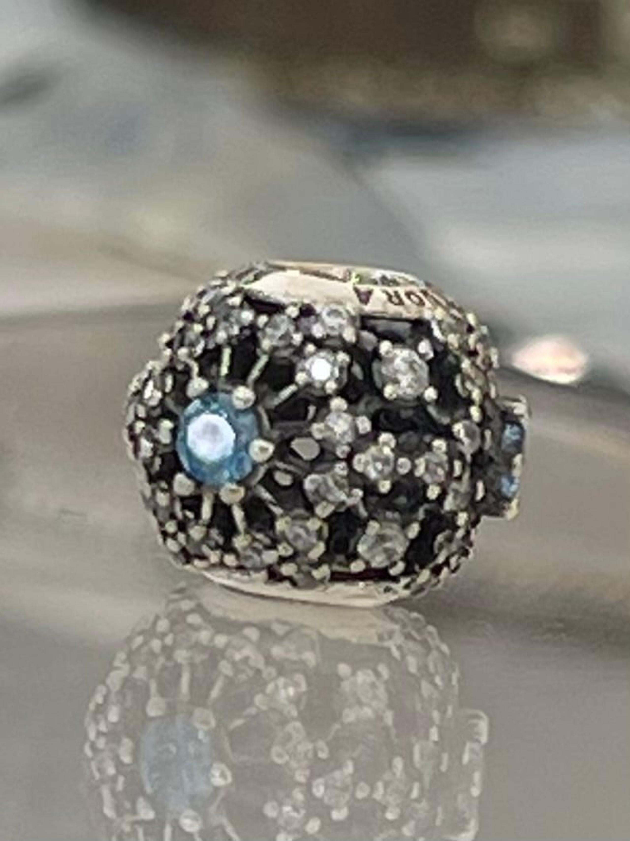 Pandora S925 ALE Disney Cinderella Blue CZ Wish Charm Bead