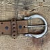 Rare Brighton Brown Wooden Beaded Belt Silver Buckle Size 32