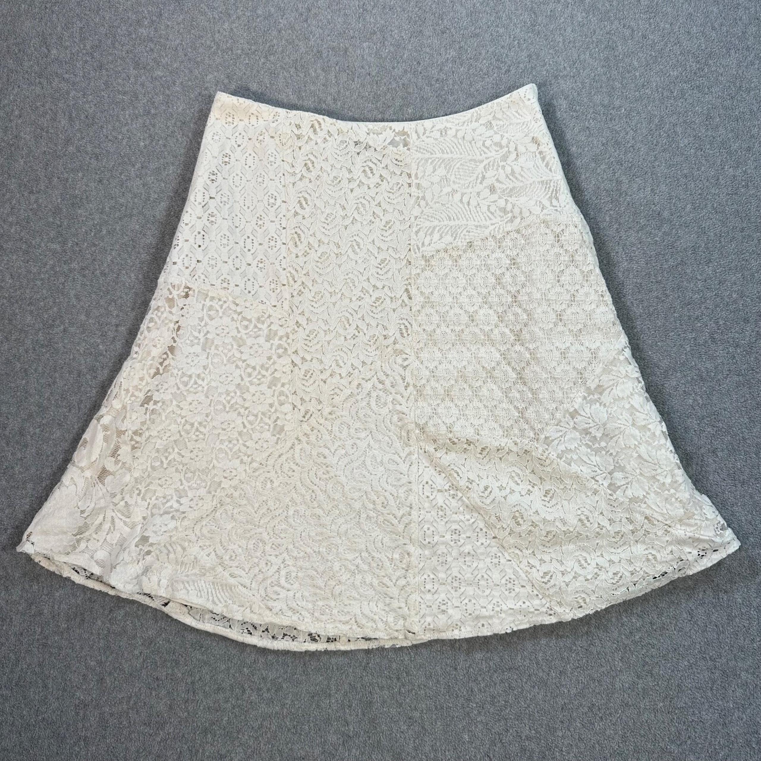 Lauren Ralph Lauren Cream Lace A-Line Skirt Patchwork Women's Size 4