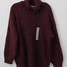 Old Navy Shaker Stitch Tunic Length Turtleneck Sweater Burgundy Size L NWT