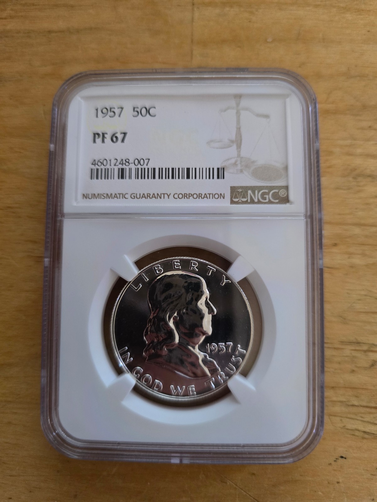 Dollar1957 NGC PF67 Silver Proof Franklin Half Dollar 50c 90% Silver White Label