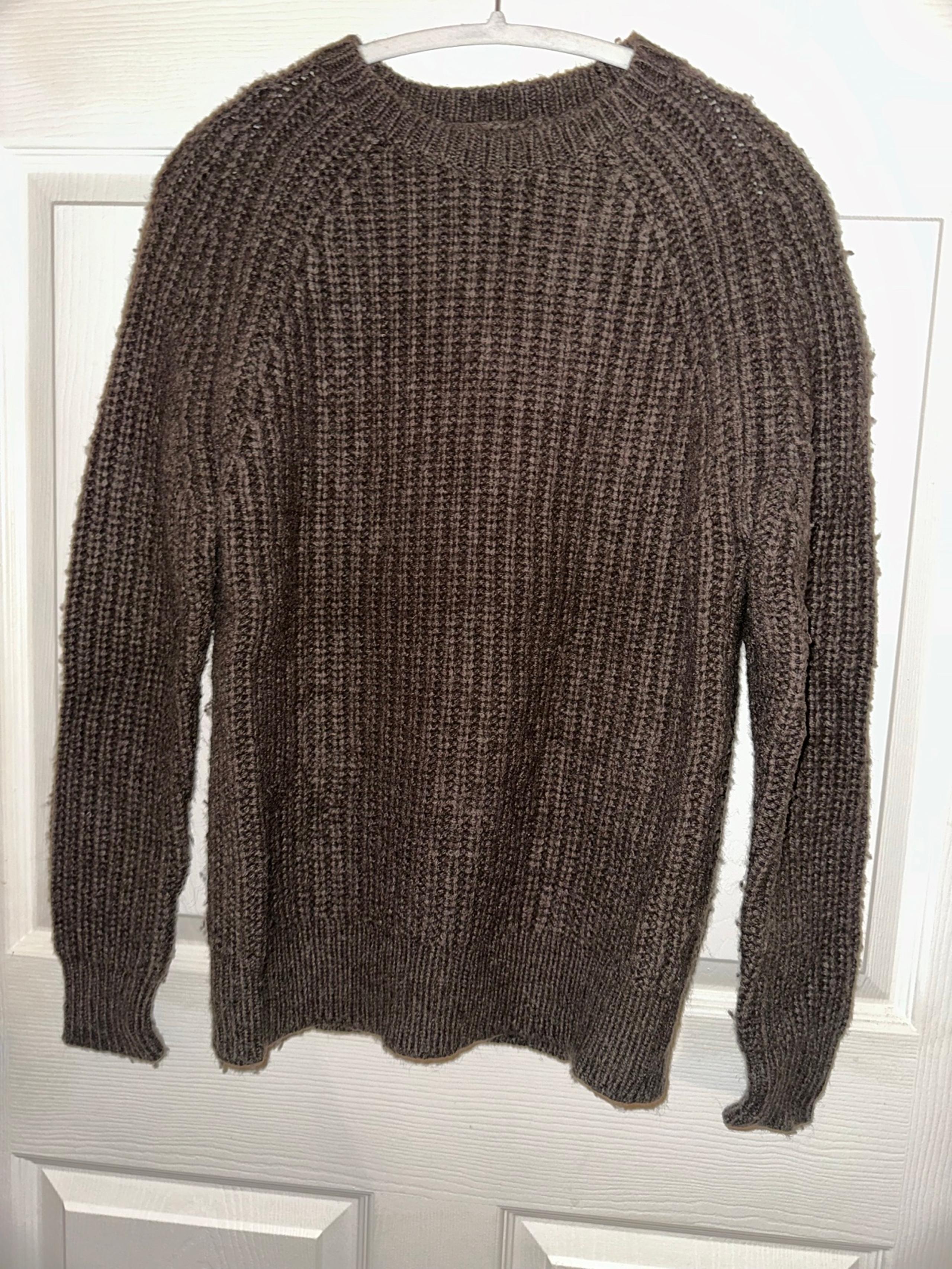 women’s brown chunky knit wool blend sweater S wool yak winter - AllSaints