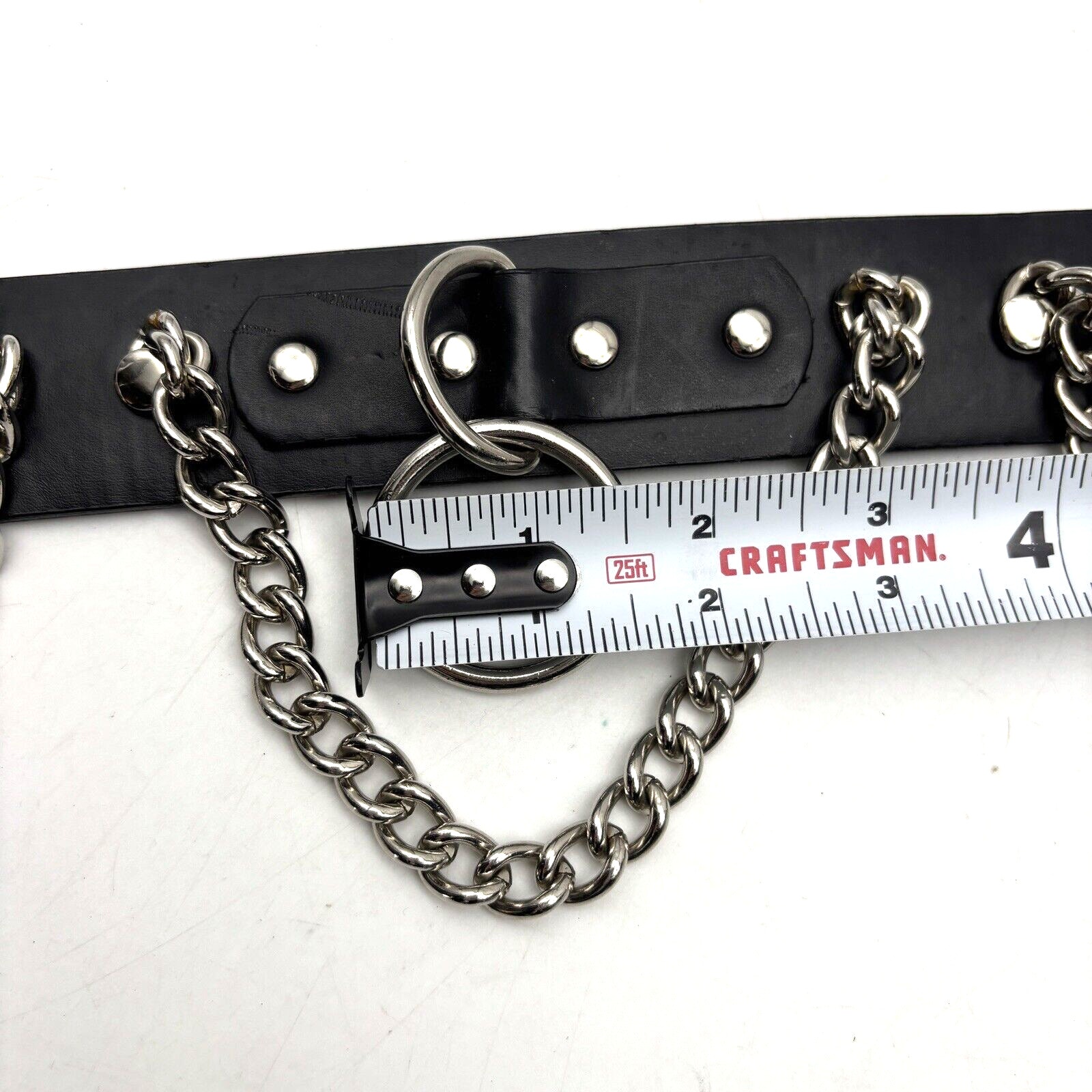 Vintage 00s Y2K Hot Topic Black Genuine Leather O-ring Chain