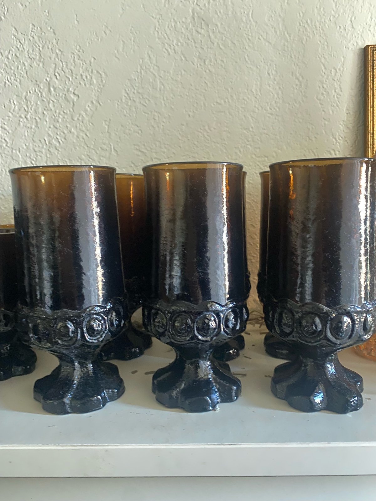 VINTAGE TIFFIN MADEEIRA FRANCISCAN GLASS GOBLET BROWN AMBER.