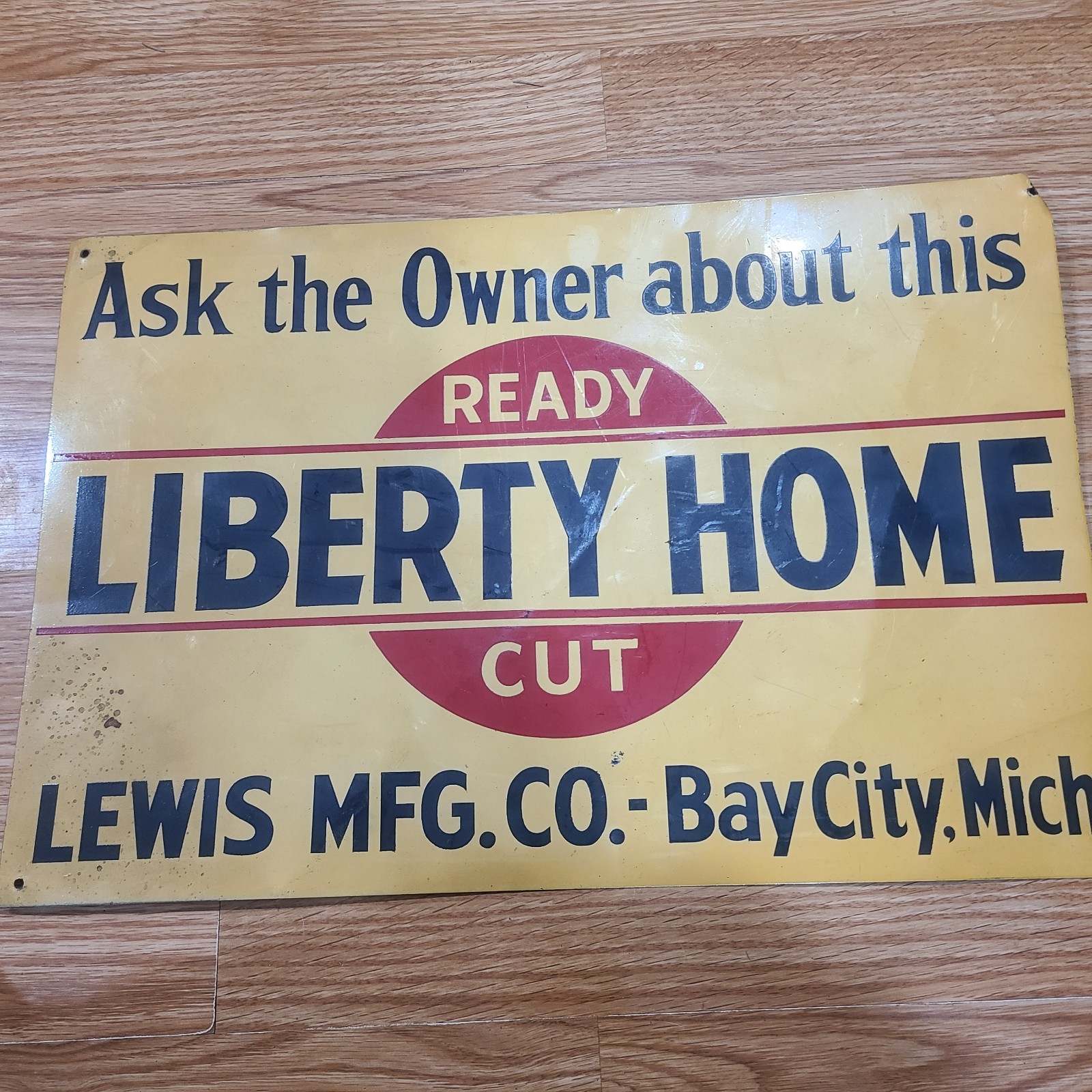 Vintage Metal Sign Liberty Homes Lewis Mfg. CO. Bay City, Mich