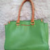 Adrienne Vittadini Avocado Green Leather Tote Shoulder Handbag Size Medium