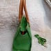 Adrienne Vittadini Avocado Green Leather Tote Shoulder Handbag Size Medium