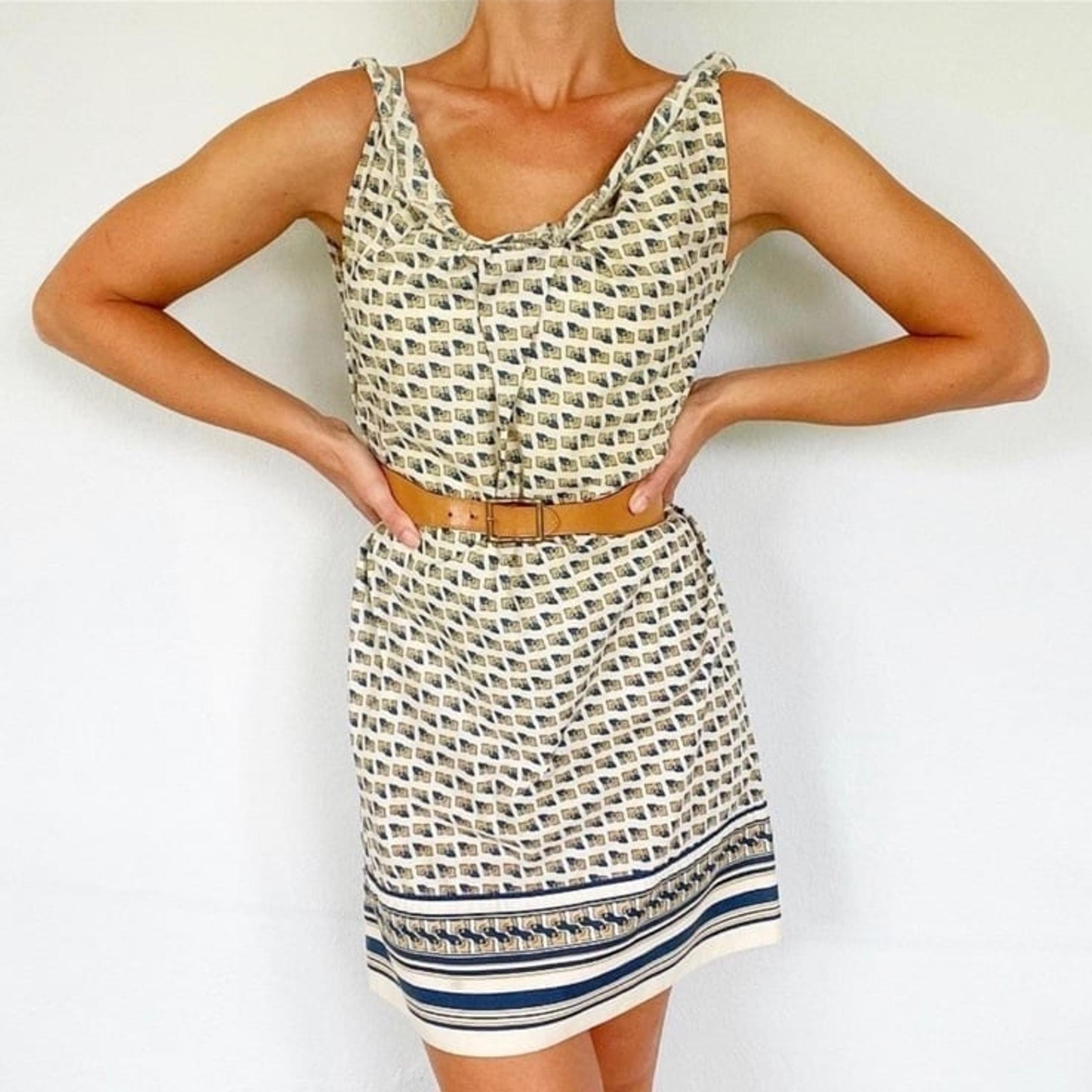 Vintage handmade abstract geometric print sleeveless dress size small