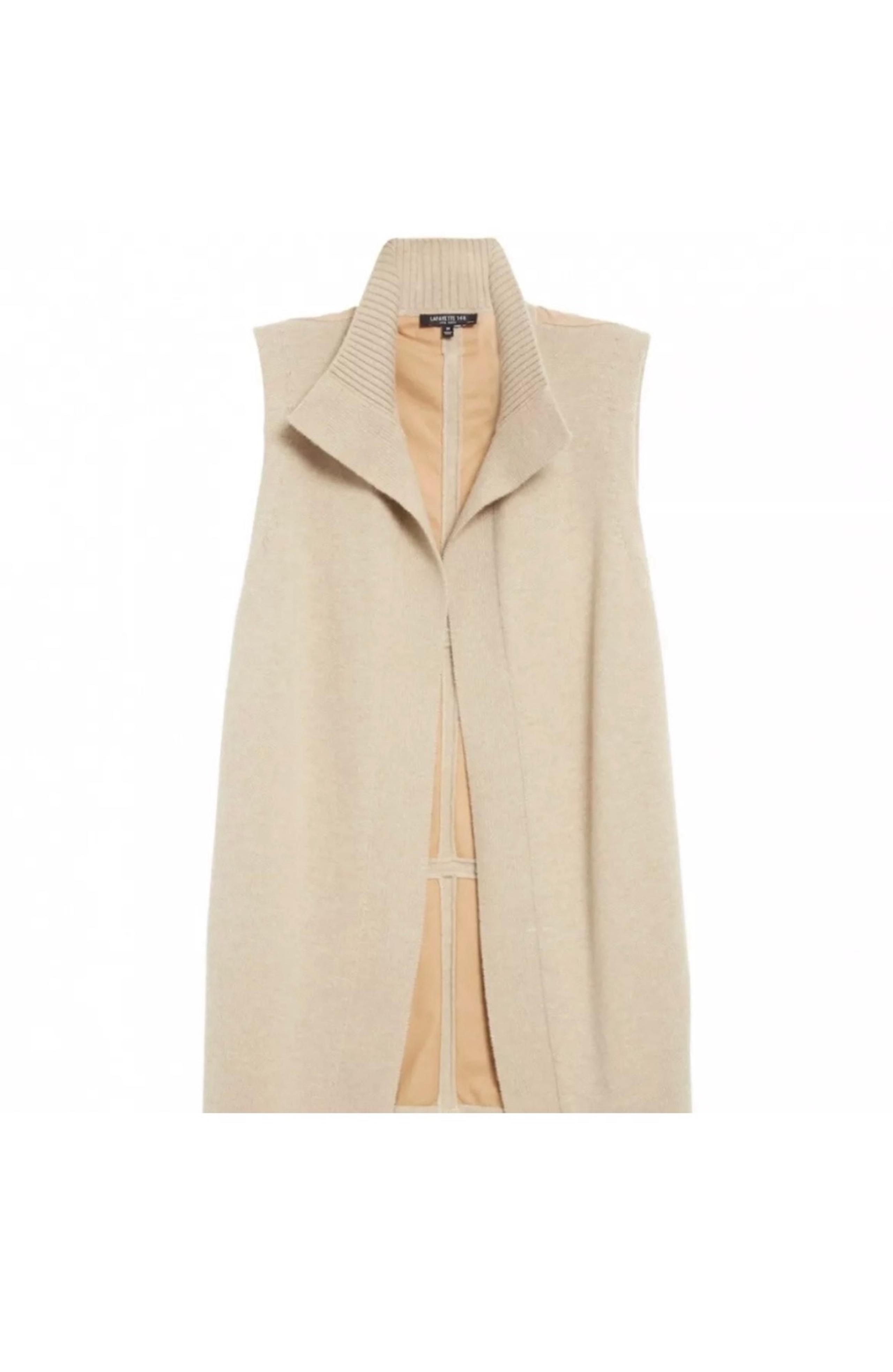 Lafayette 148 New York Vest Tan Cream Suede & Wool Vest Originally $448