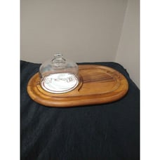 Goodwood Geuine Teak Cheese Tray with Glass Dome, Thailand