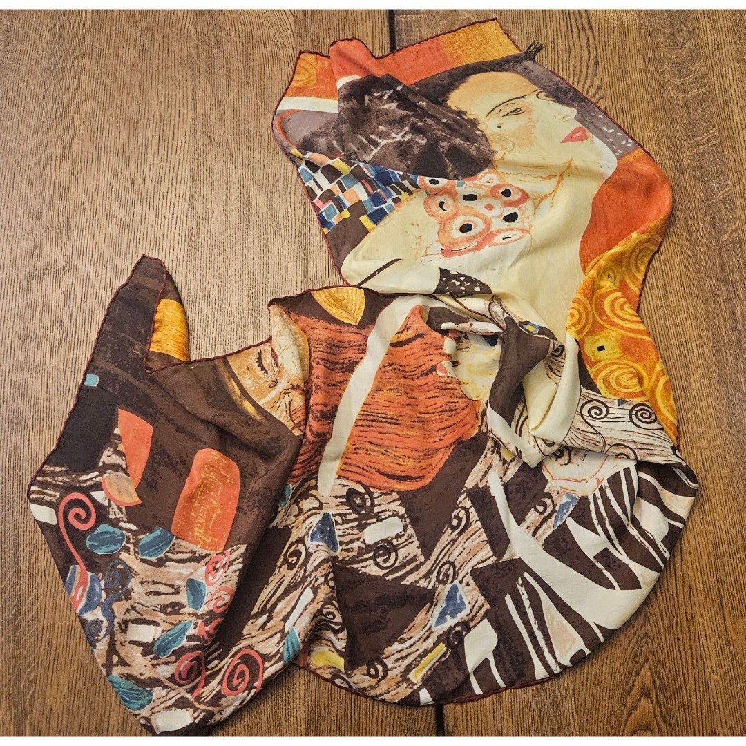 100% Silk Long Scarf - Gustav Klimt's Artwork Judith II 17x60 PG-13