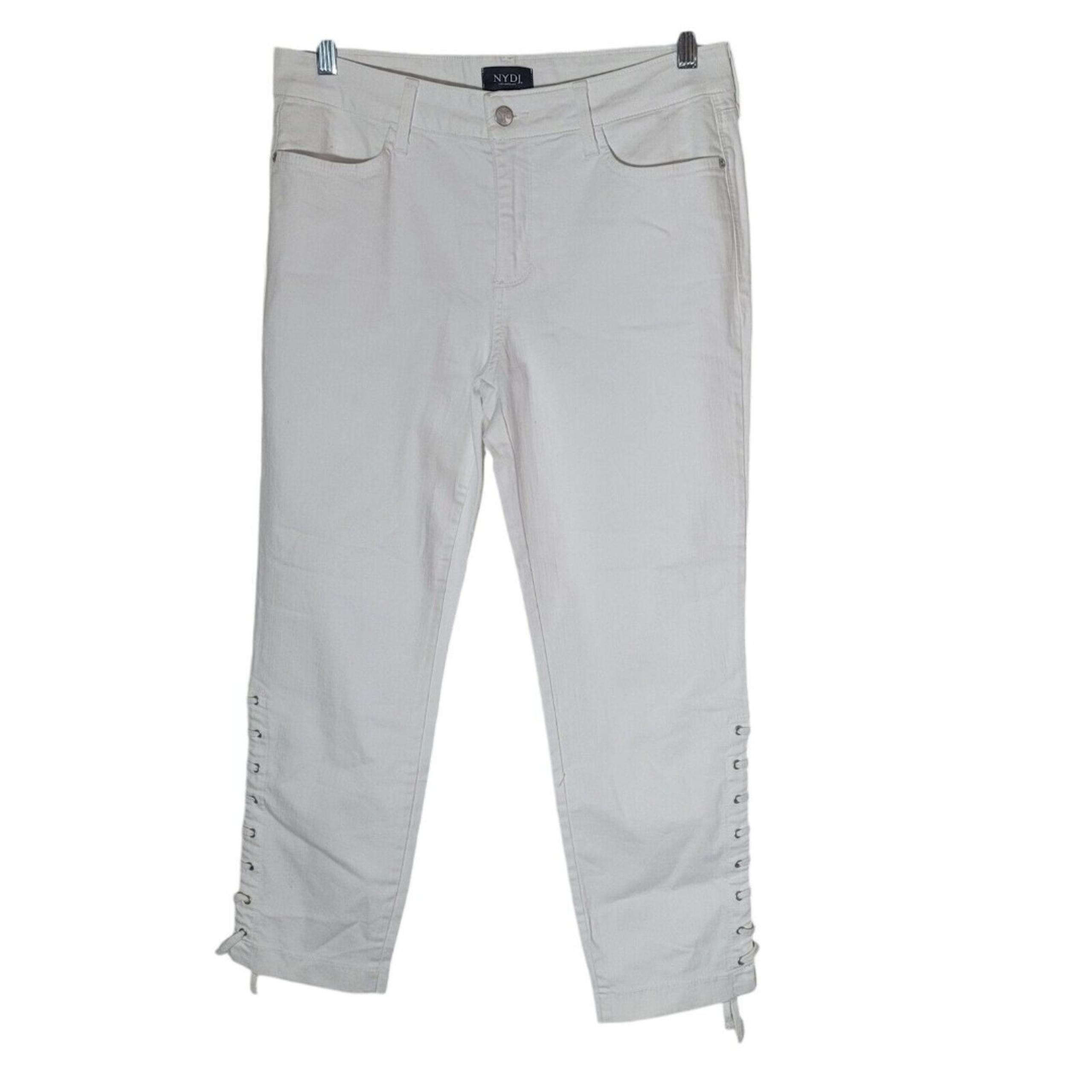 NYDJ Stretch Denim Crop Pants Jeans Women's Size 10 White Lift X Tuck Technology