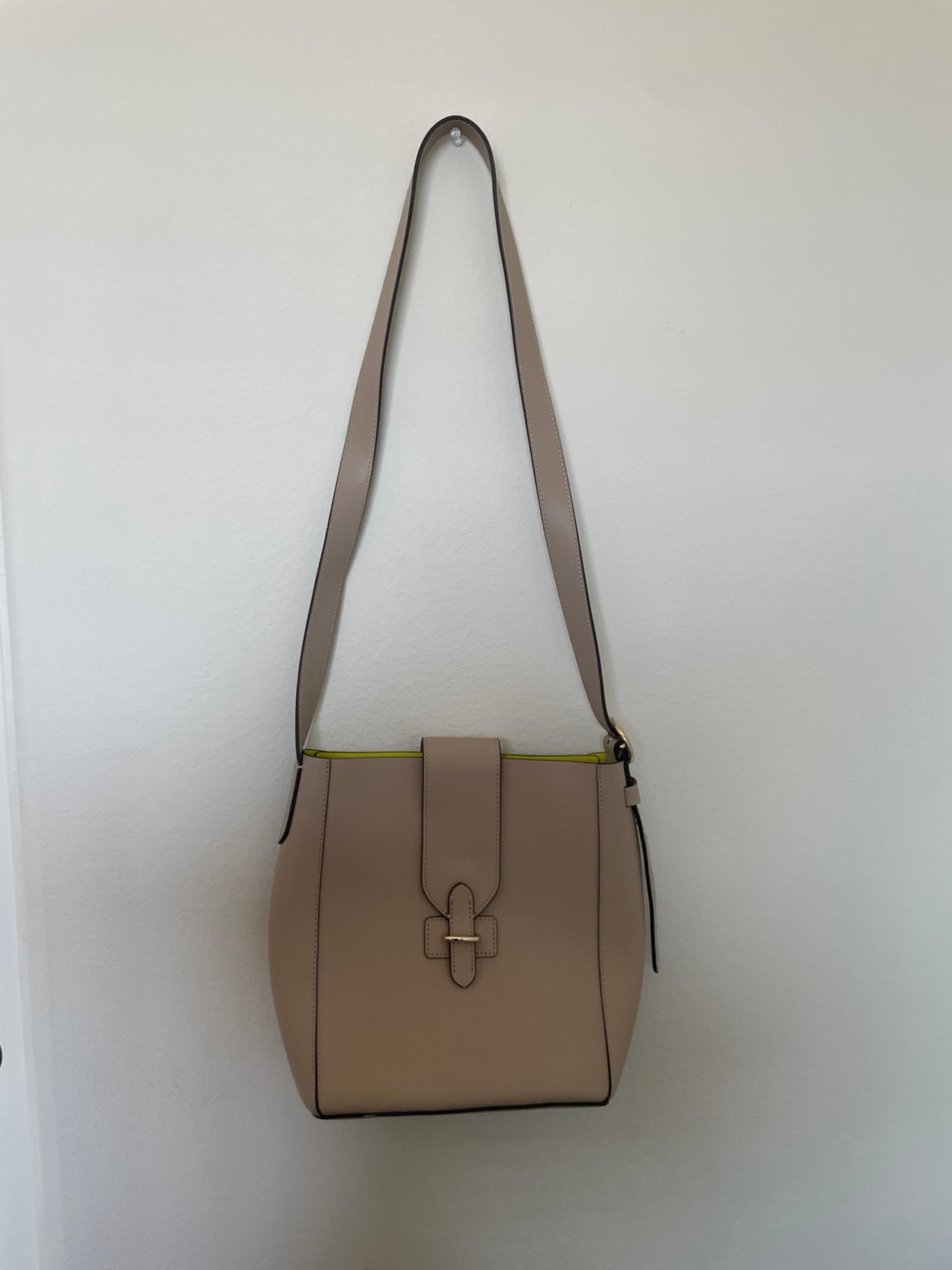 Banana Republic Beige Leather Bucket Crossbody Bag