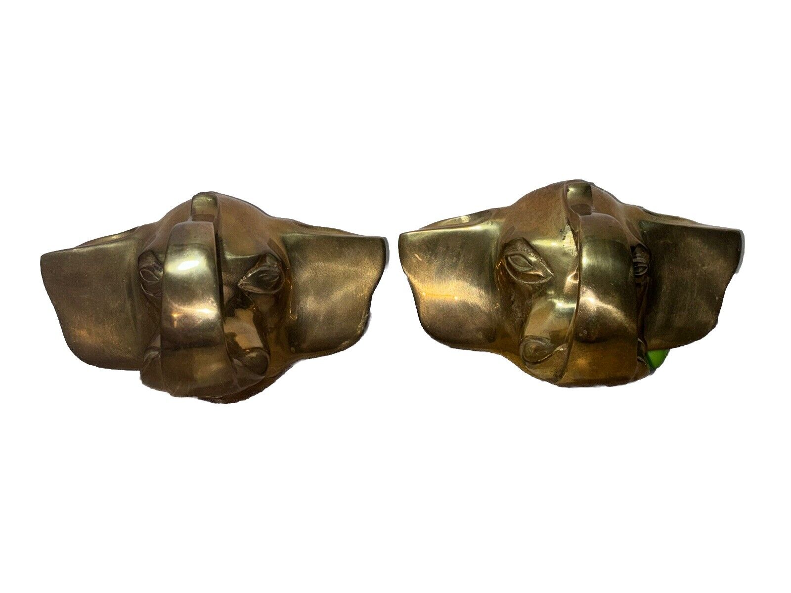 VTG SOLID BRASS ELEPHANT HEADS FOOT REST RAIL BRACKET BAR FOOT RAIL ICONIC