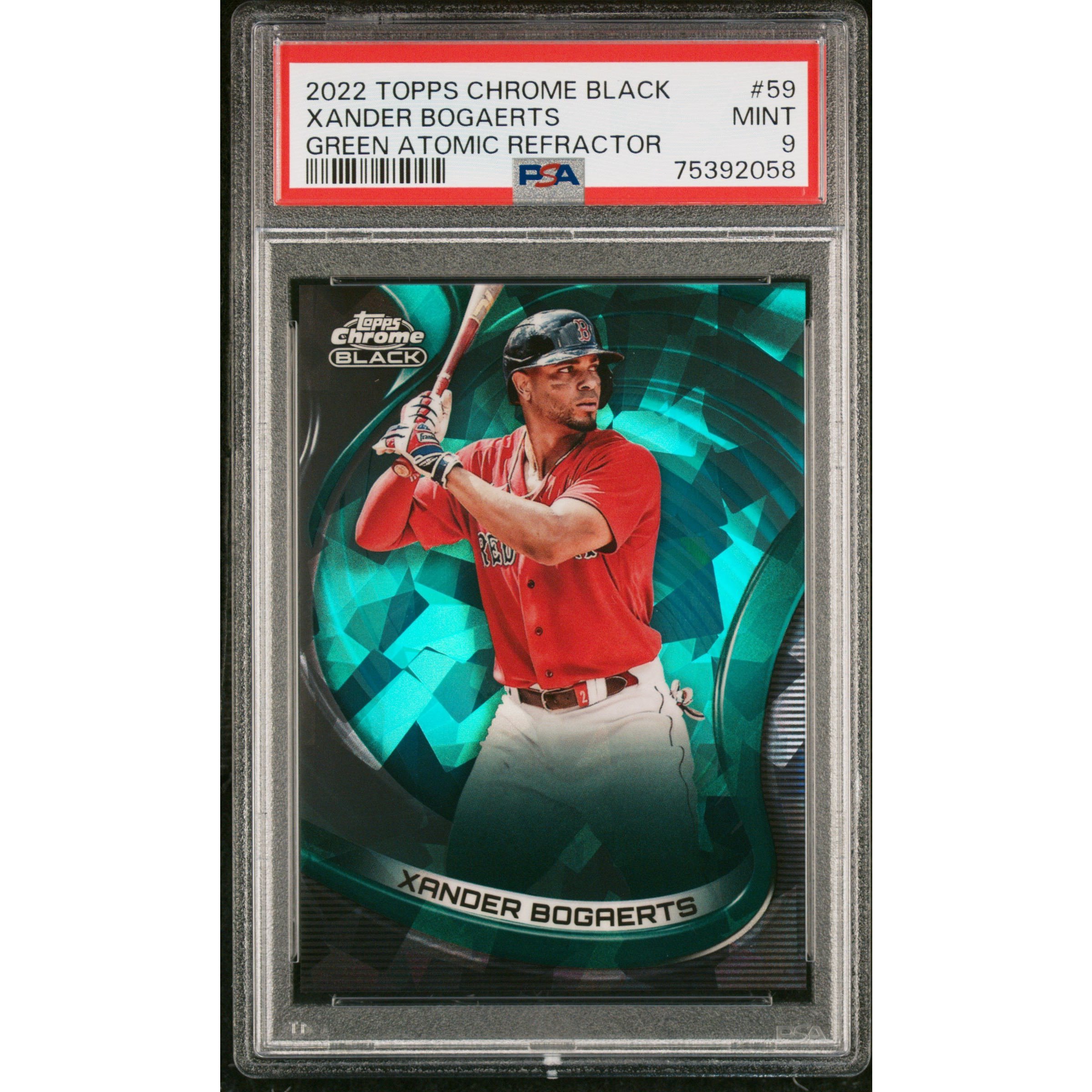 2022 Topps Chrome BLACK XANDER BOGAERTS #59 GREEN ATOMIC 15/99 PSA 9 Mint POP 1