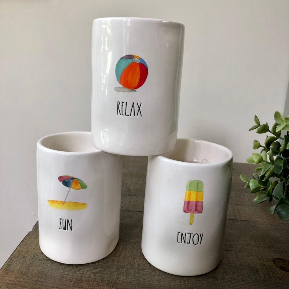 Rae Dunn Summer RELAX ENJOY SUN Scented Candle - Set of 3